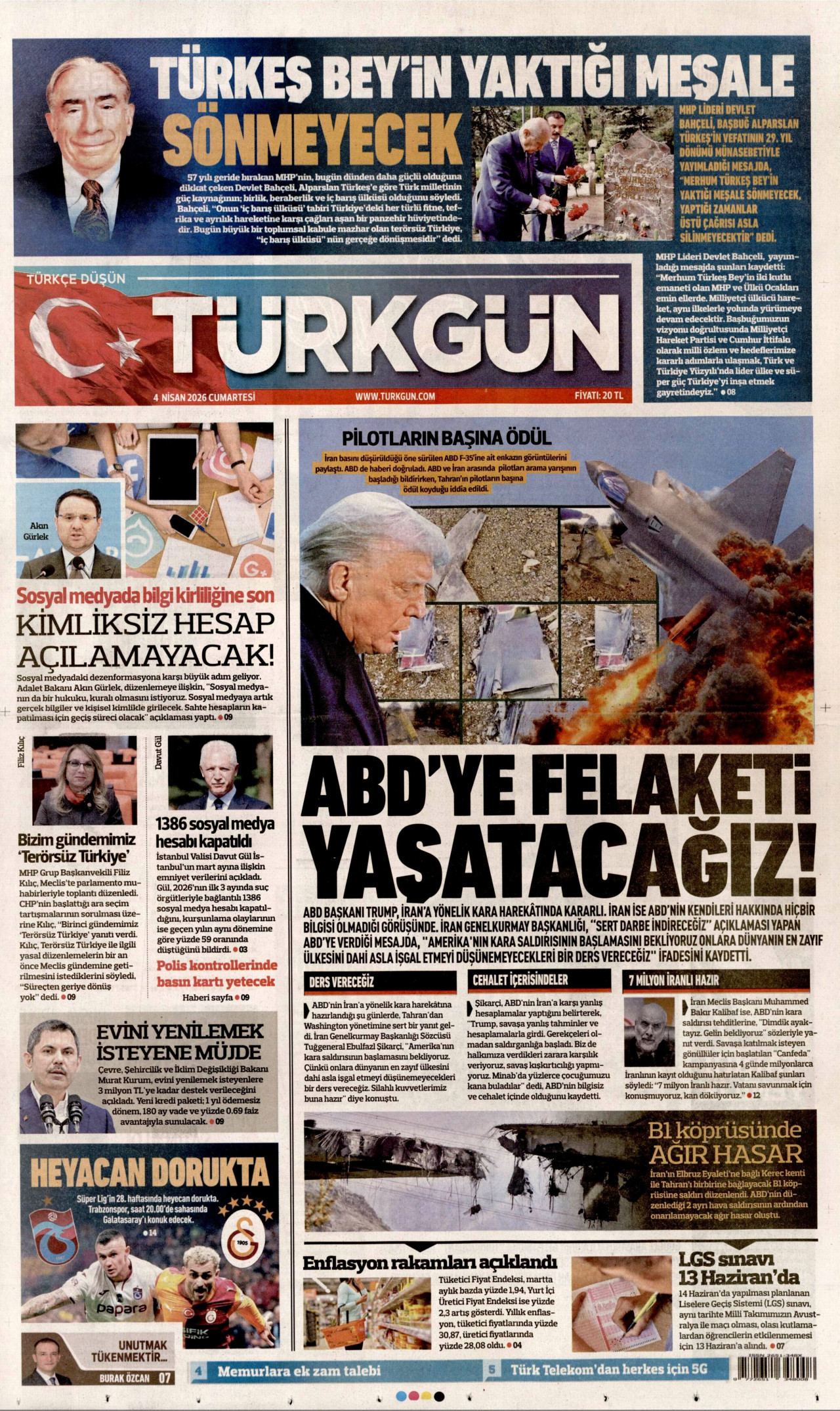 Türkgün Gazetesi Manşeti - 04.04.2026