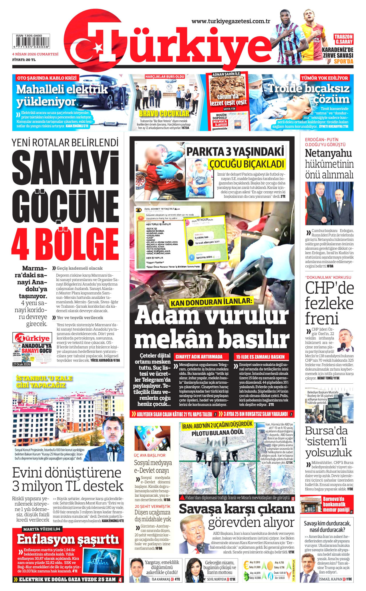 Türkiye Gazetesi Gazetesi Manşeti - 04.04.2026