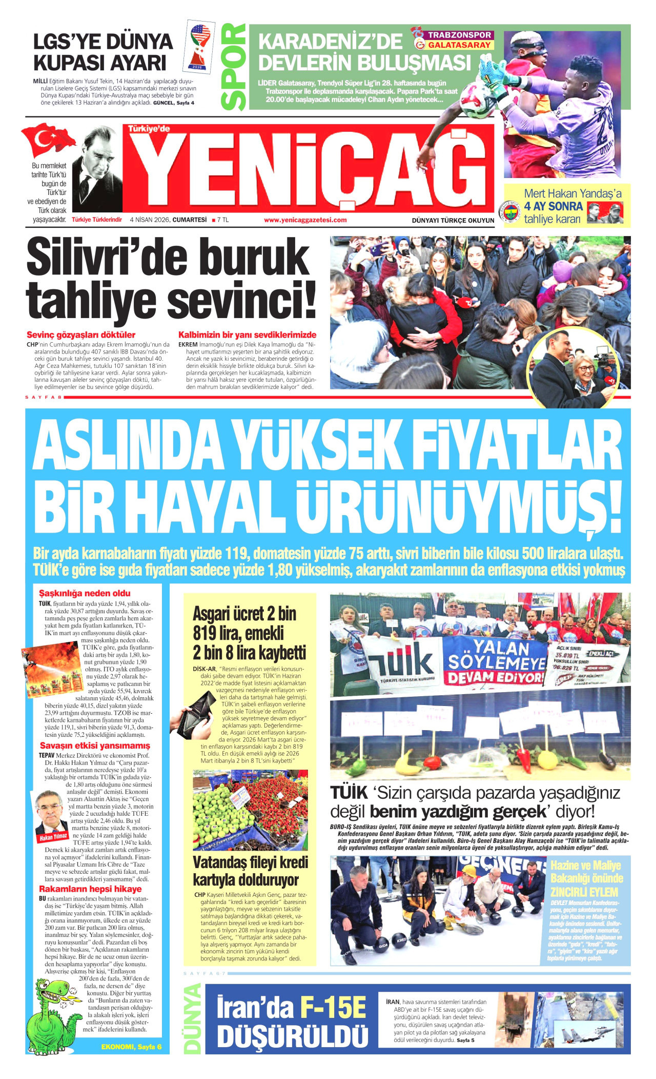 Yeniçağ Gazetesi Manşeti - 04.04.2026