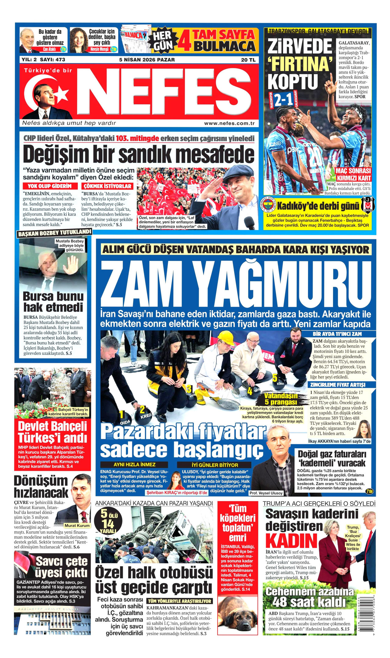 Nefes Gazetesi Manşeti - 05.04.2026