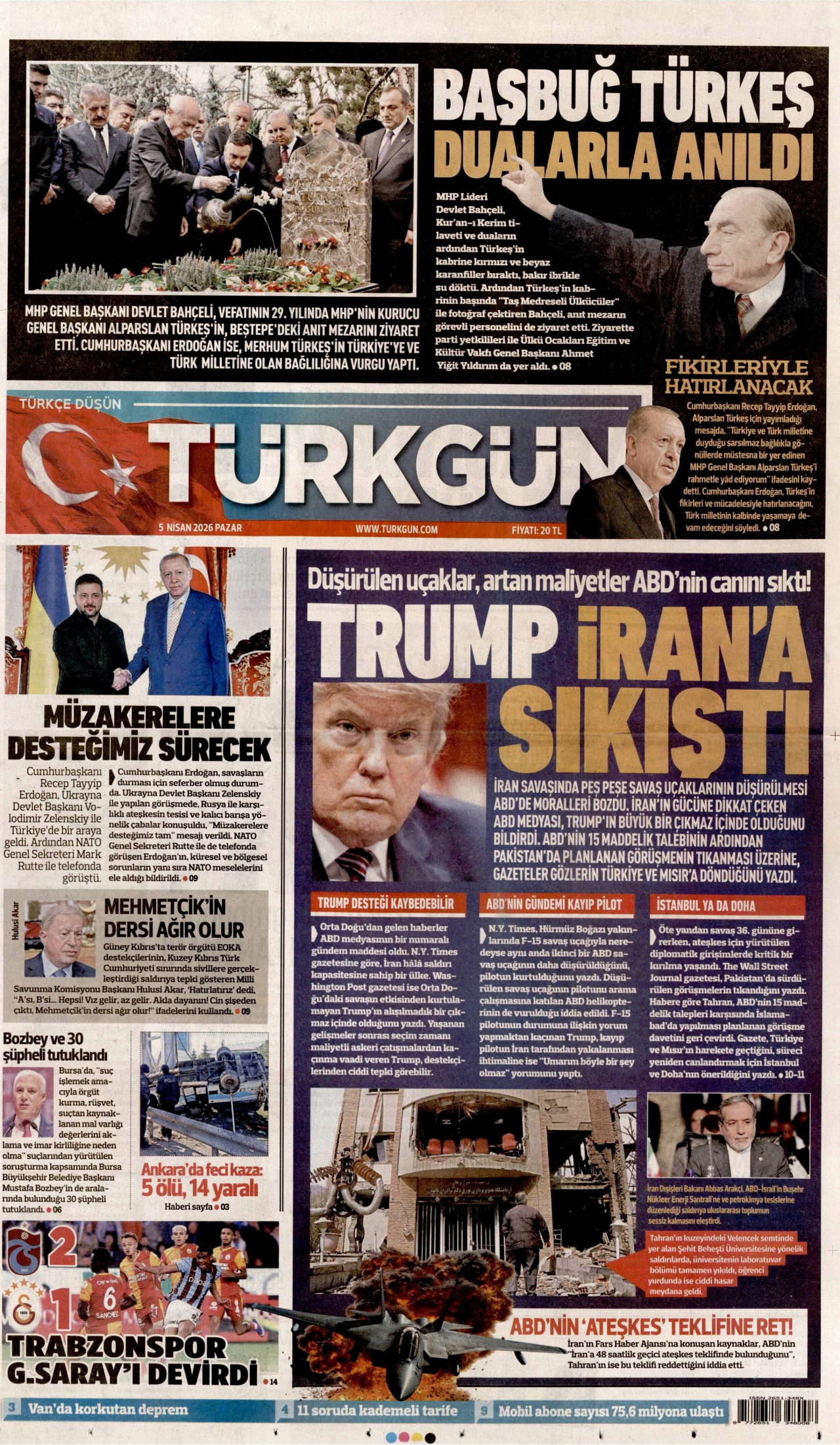 Türkgün Gazetesi Manşeti - 05.04.2026