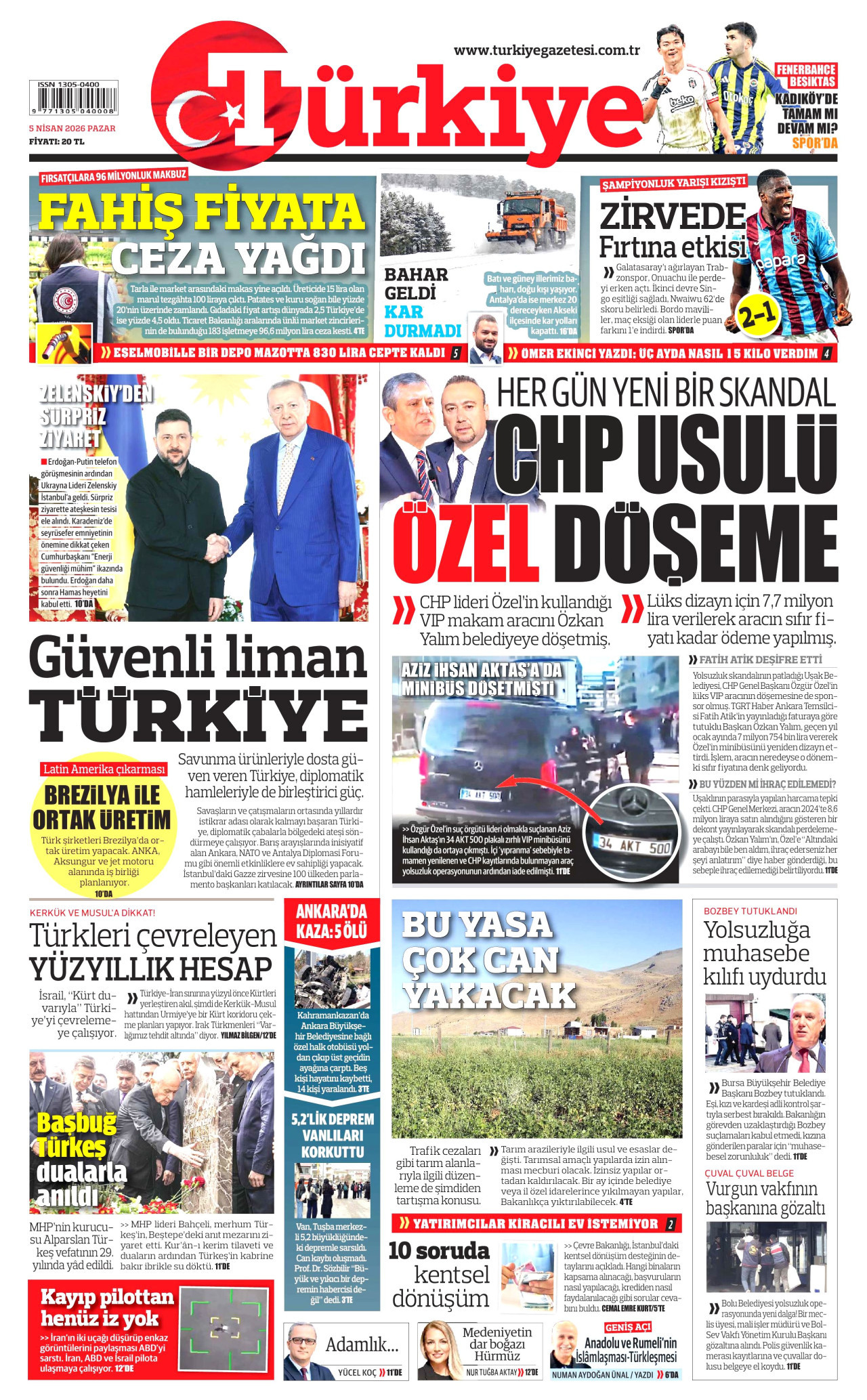 Türkiye Gazetesi Gazetesi Manşeti - 05.04.2026
