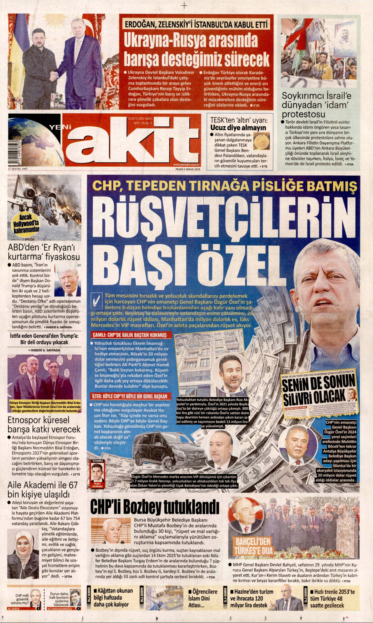 Yeni Akit Gazetesi Manşeti - 05.04.2026