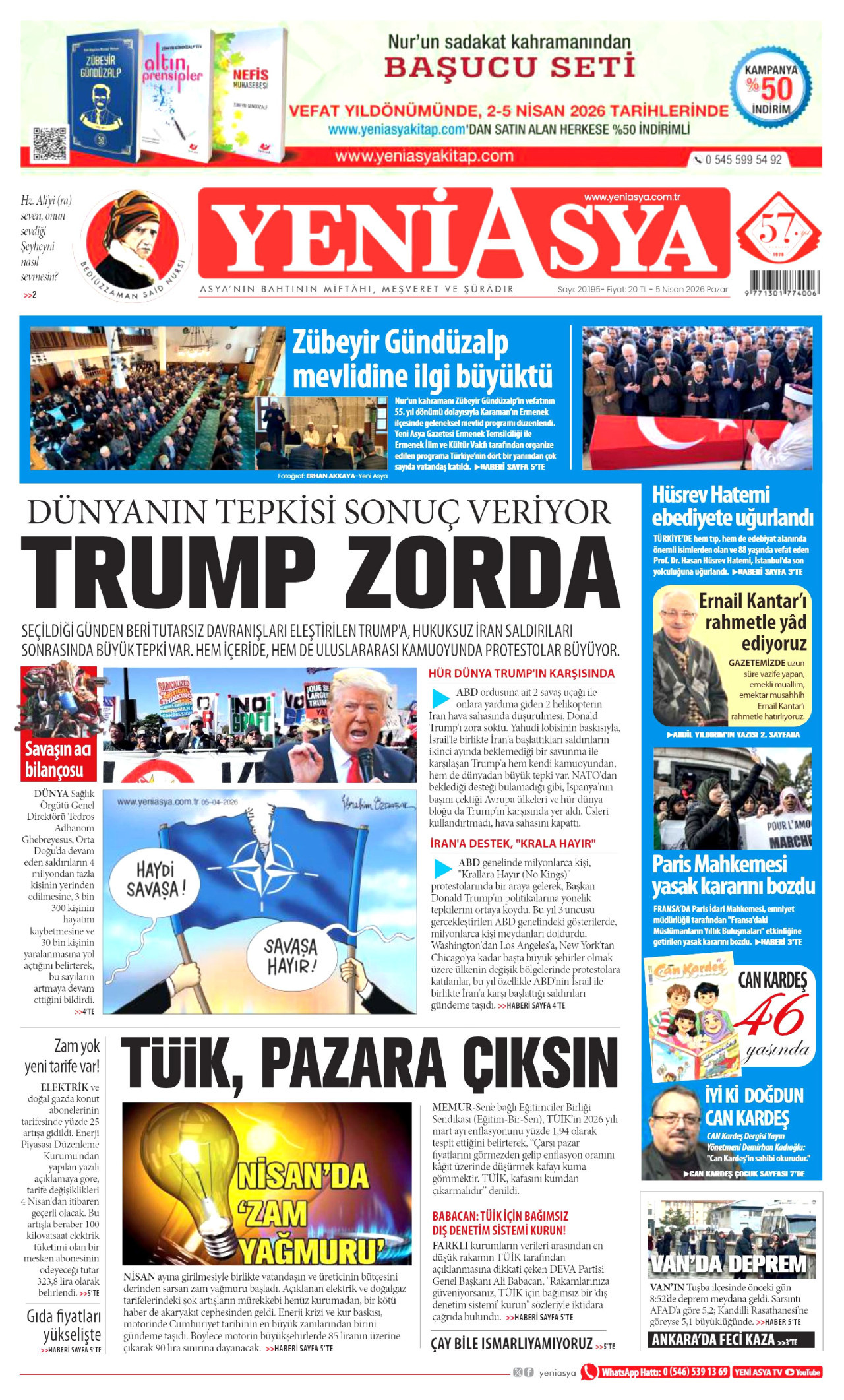 Yeni Asya Gazetesi Manşeti - 05.04.2026