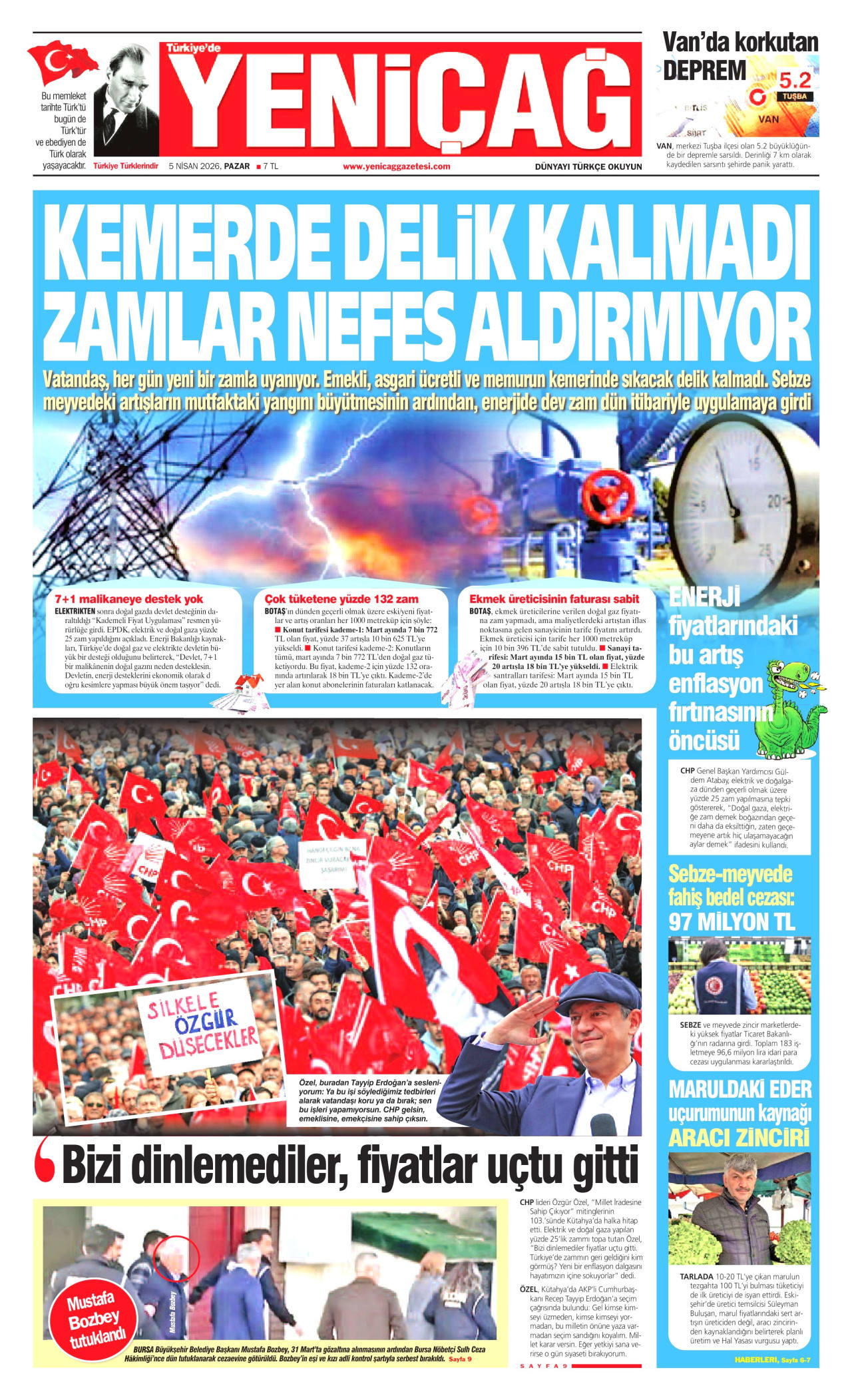 Yeniçağ Gazetesi Manşeti - 05.04.2026