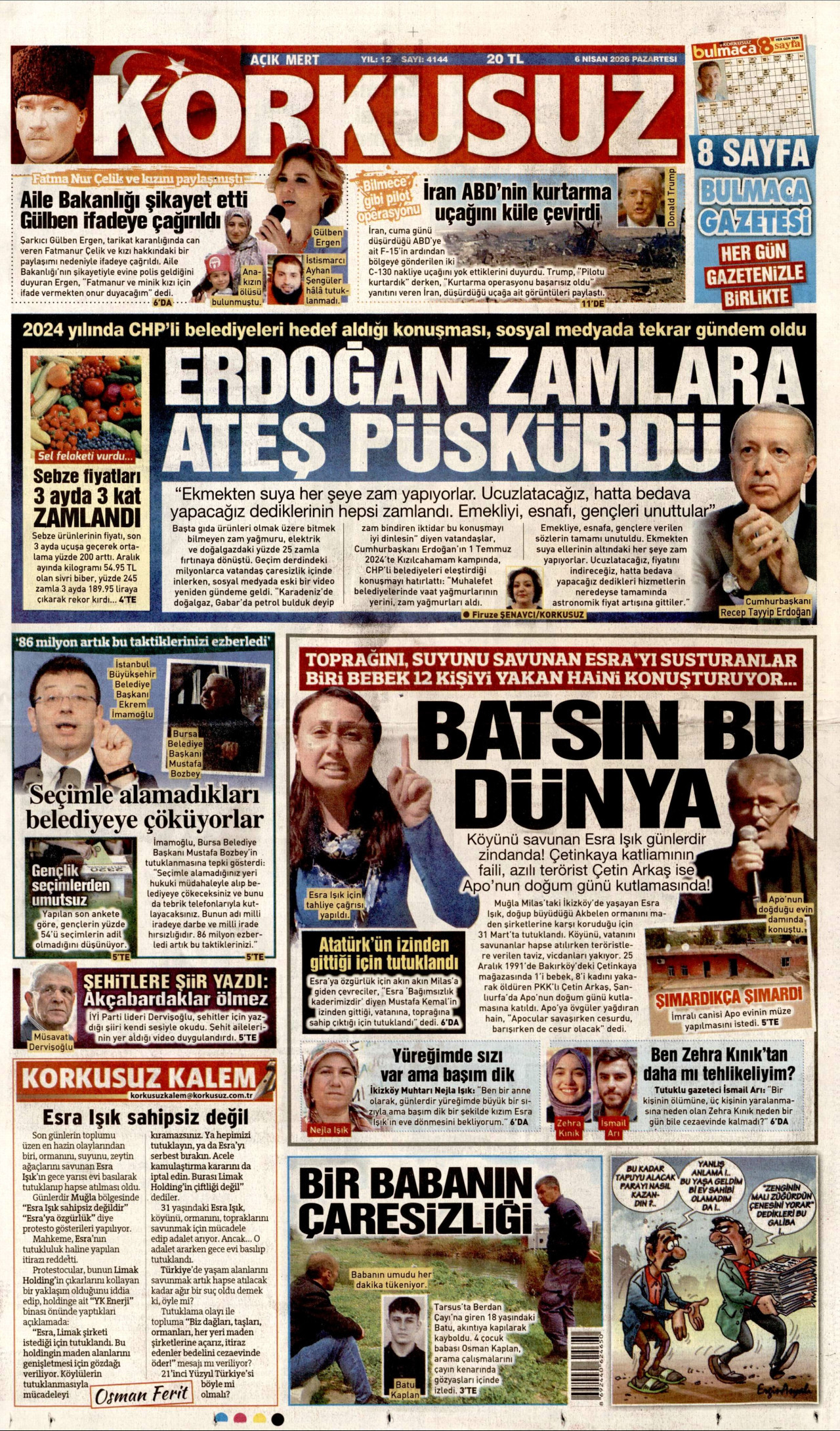 Korkusuz Gazetesi Manşeti - 06.04.2026