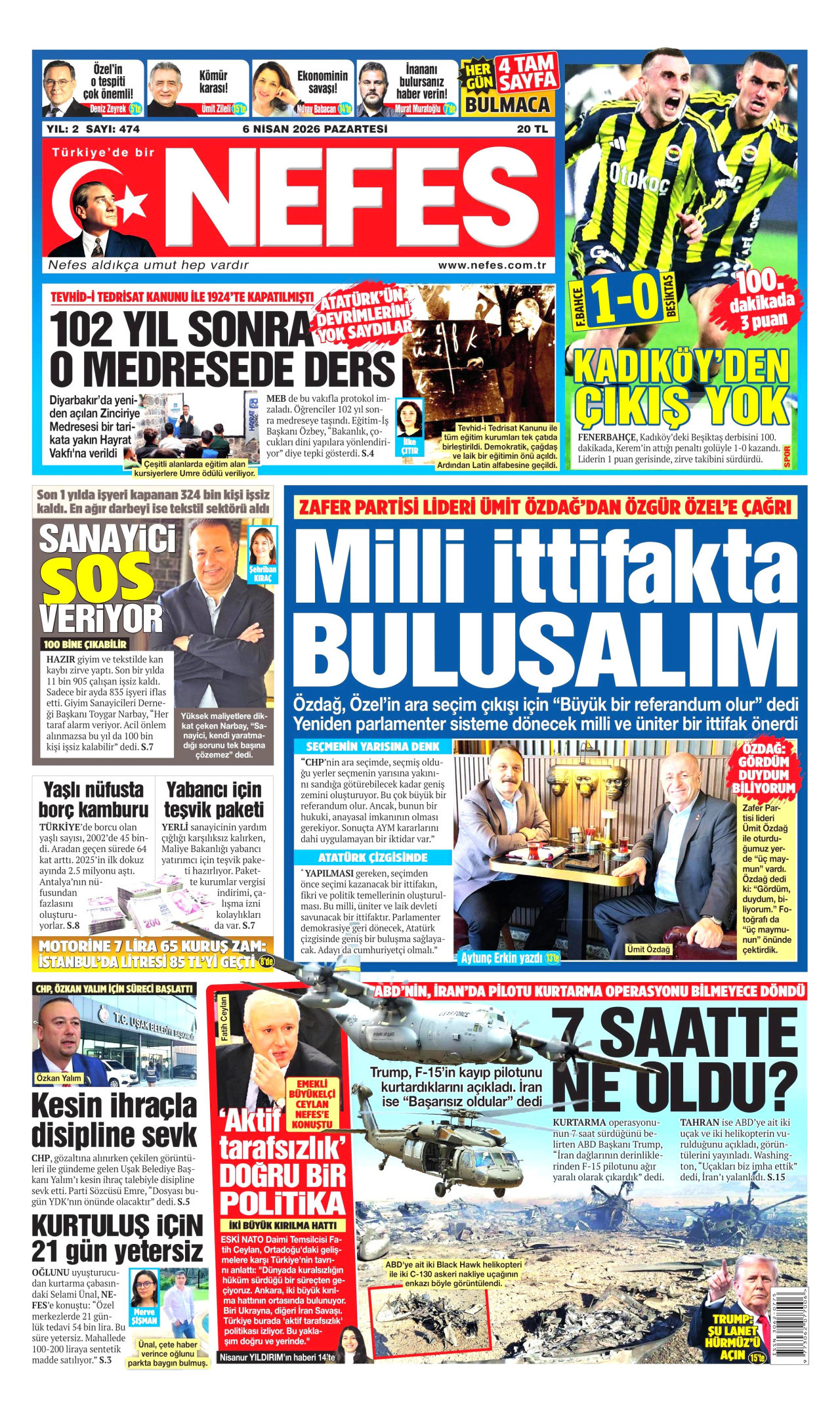 Nefes Gazetesi Manşeti - 06.04.2026