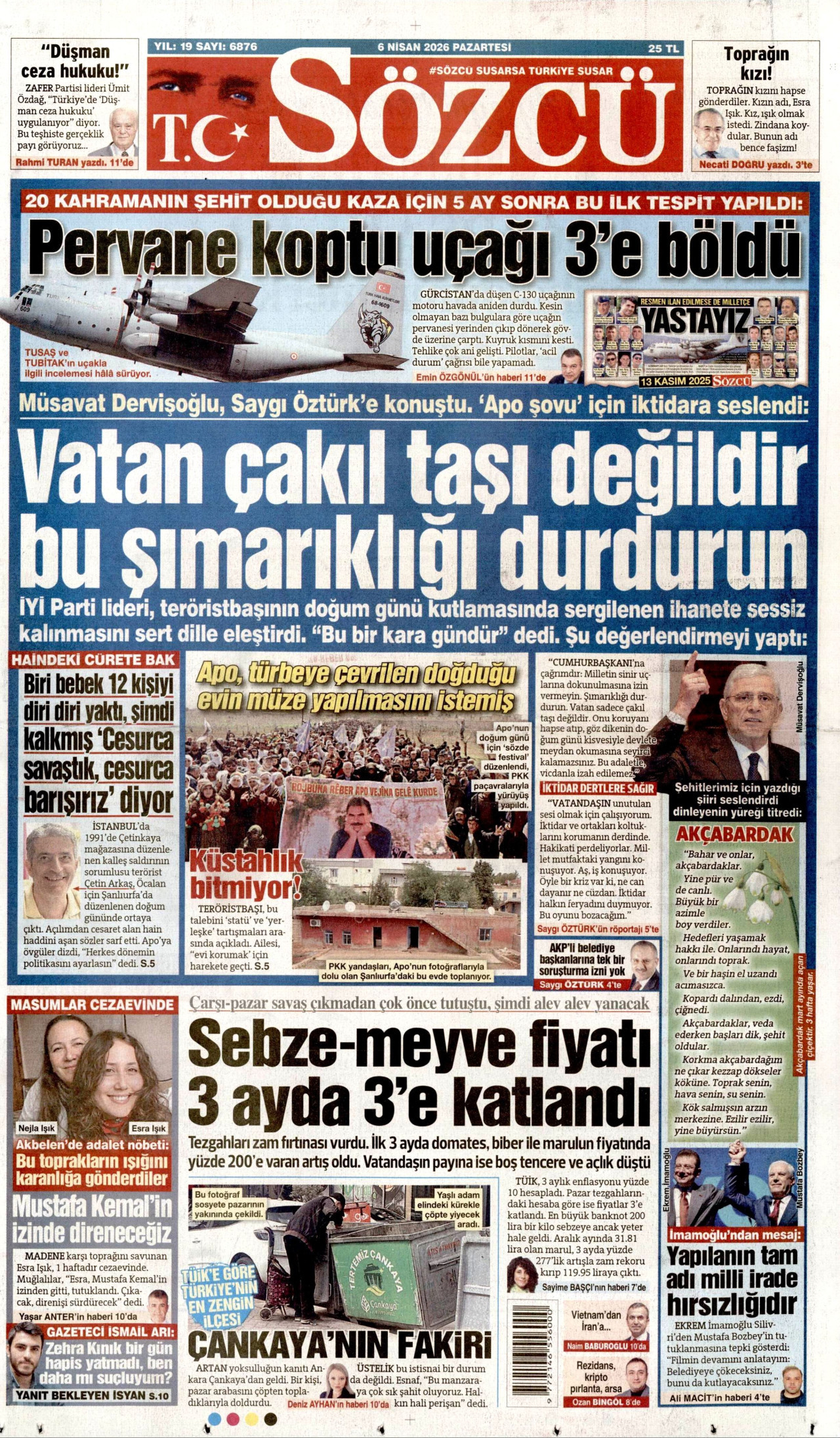 Sözcü Gazetesi Manşeti - 06.04.2026