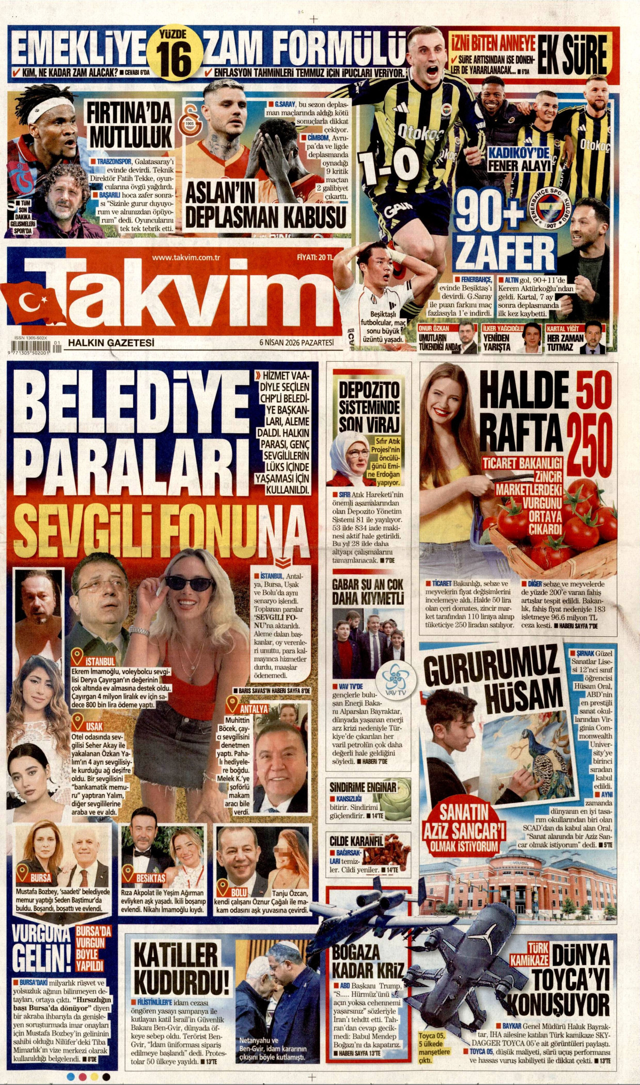 Takvim Gazetesi Manşeti - 06.04.2026