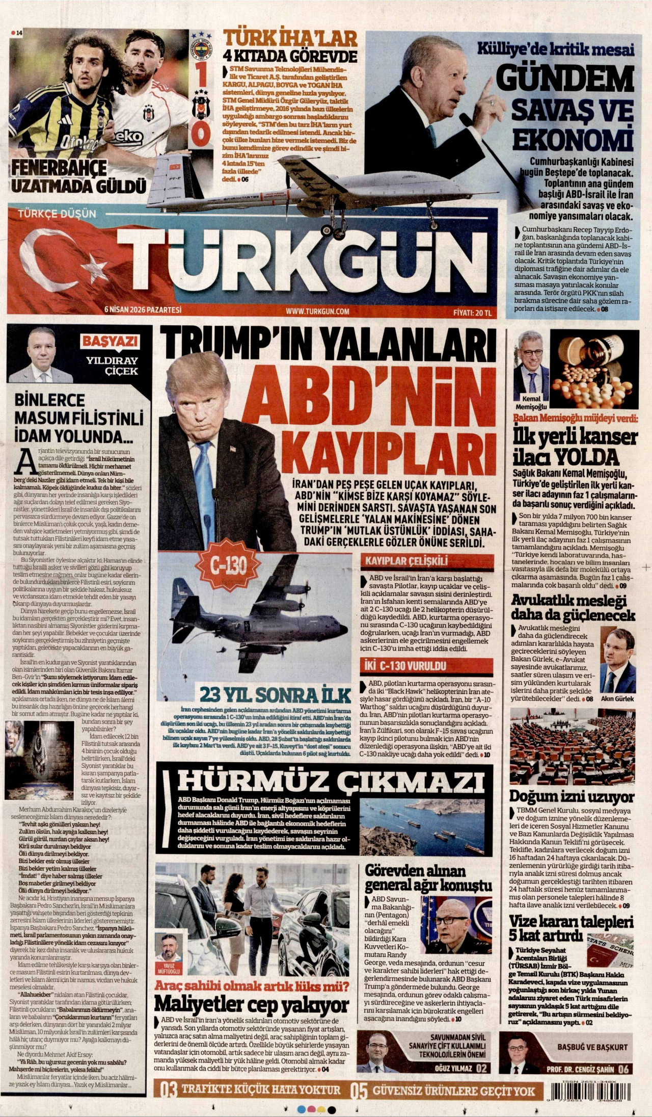 Türkgün Gazetesi Manşeti - 06.04.2026
