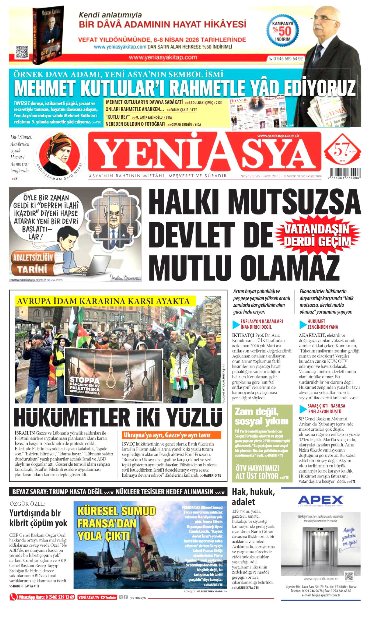 Yeni Asya Gazetesi Manşeti - 06.04.2026