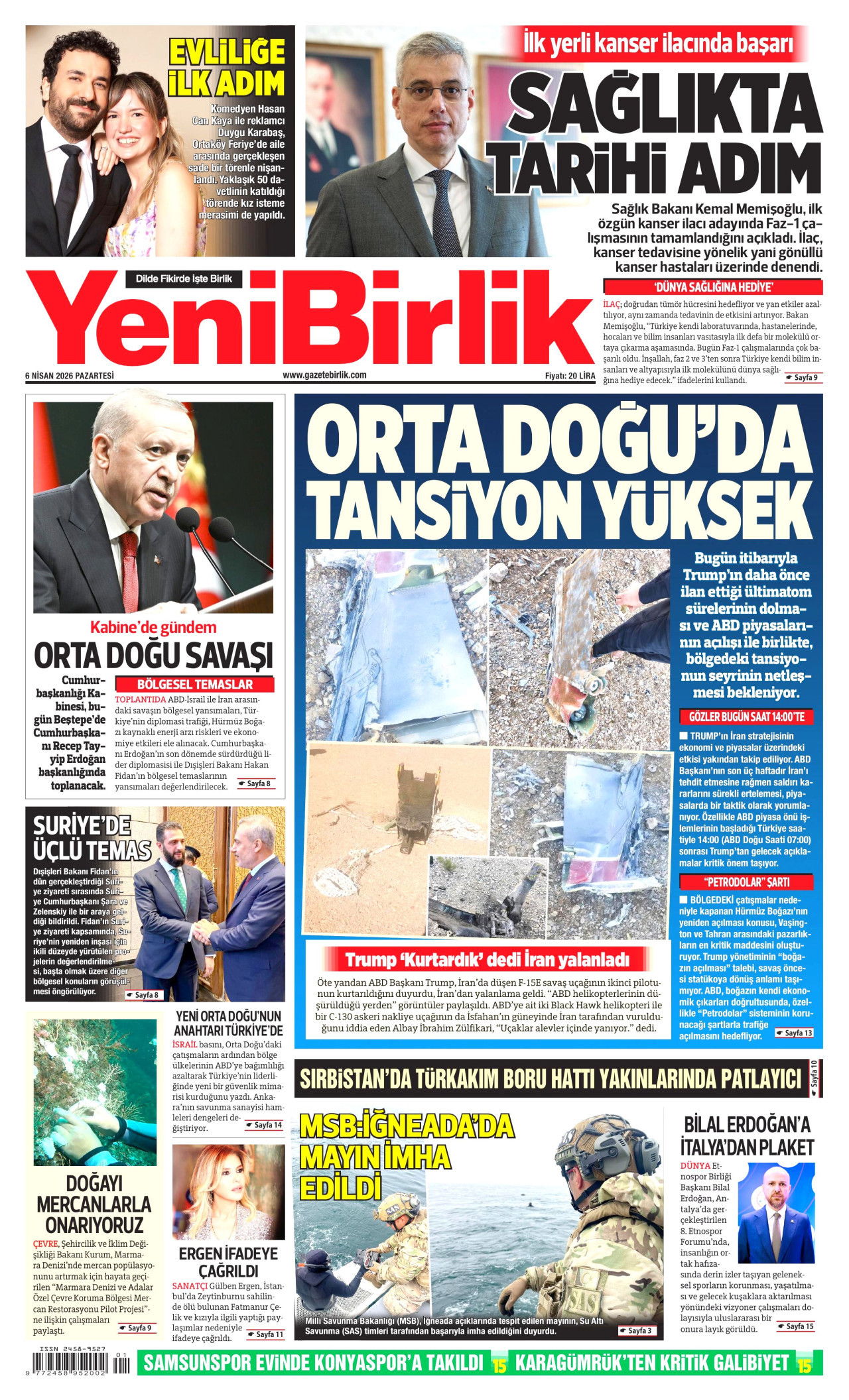 YeniBirlik Gazetesi Manşeti - 06.04.2026