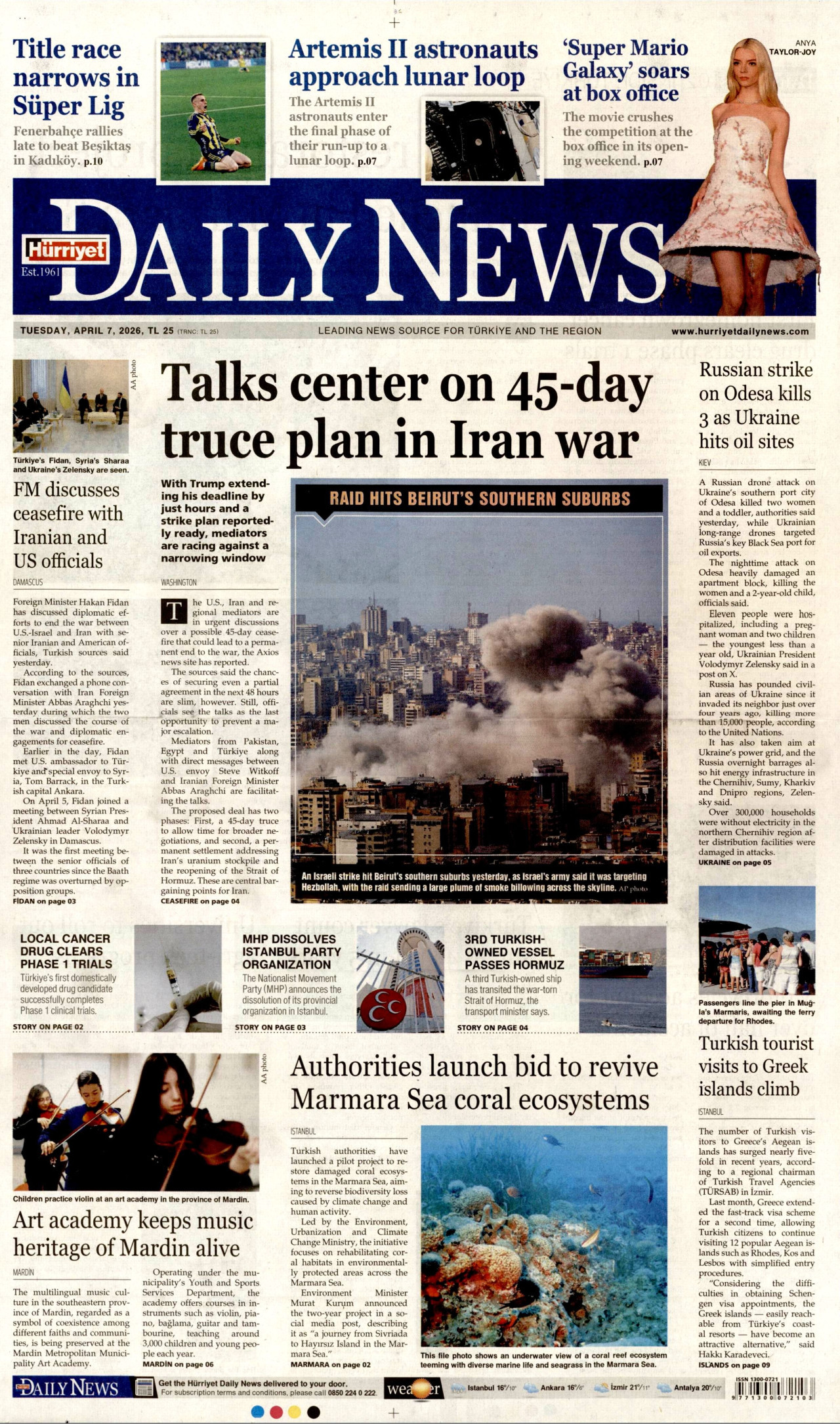 Hürriyet Daily News Gazetesi Manşeti - 07.04.2026