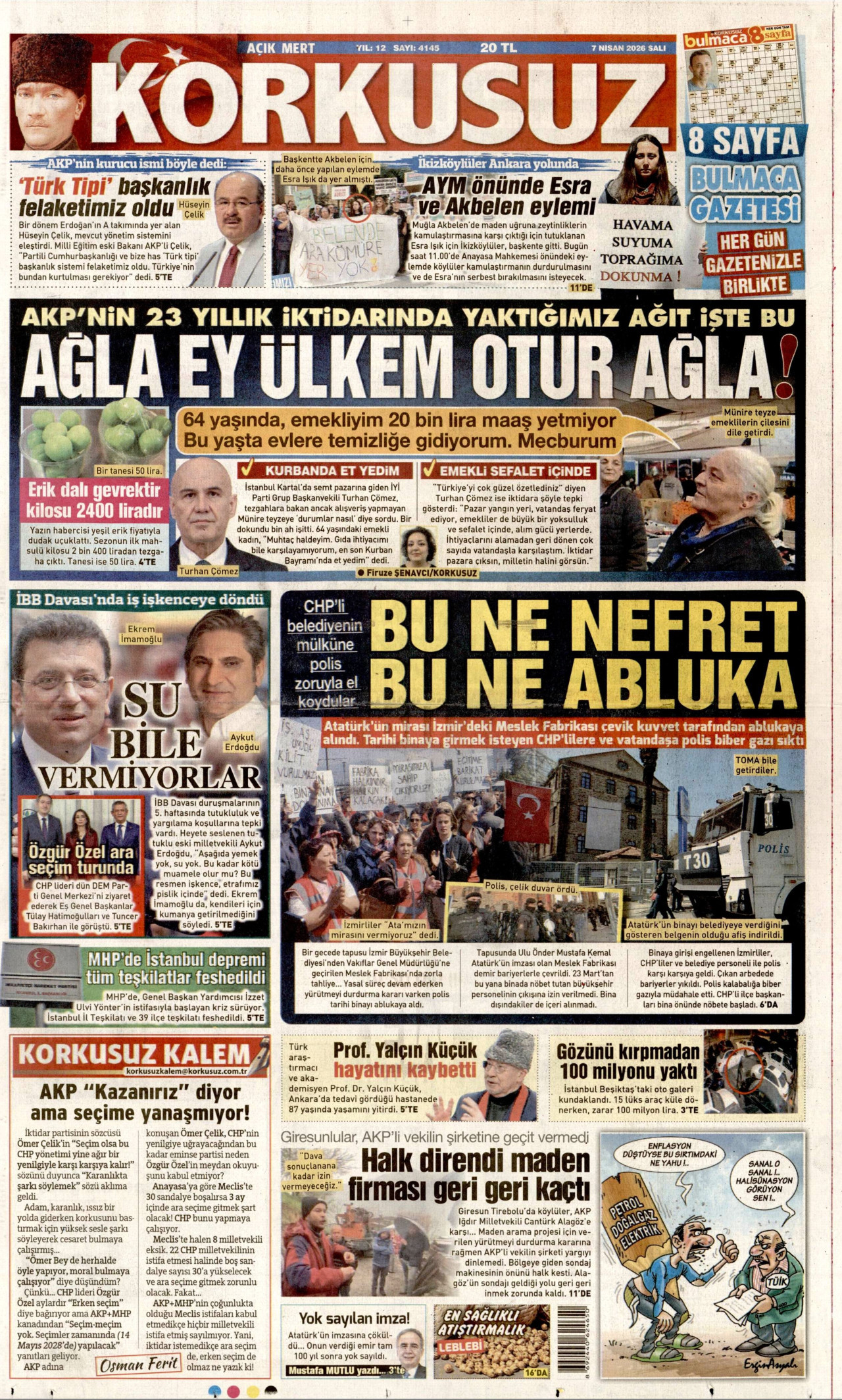 Korkusuz Gazetesi Manşeti - 07.04.2026