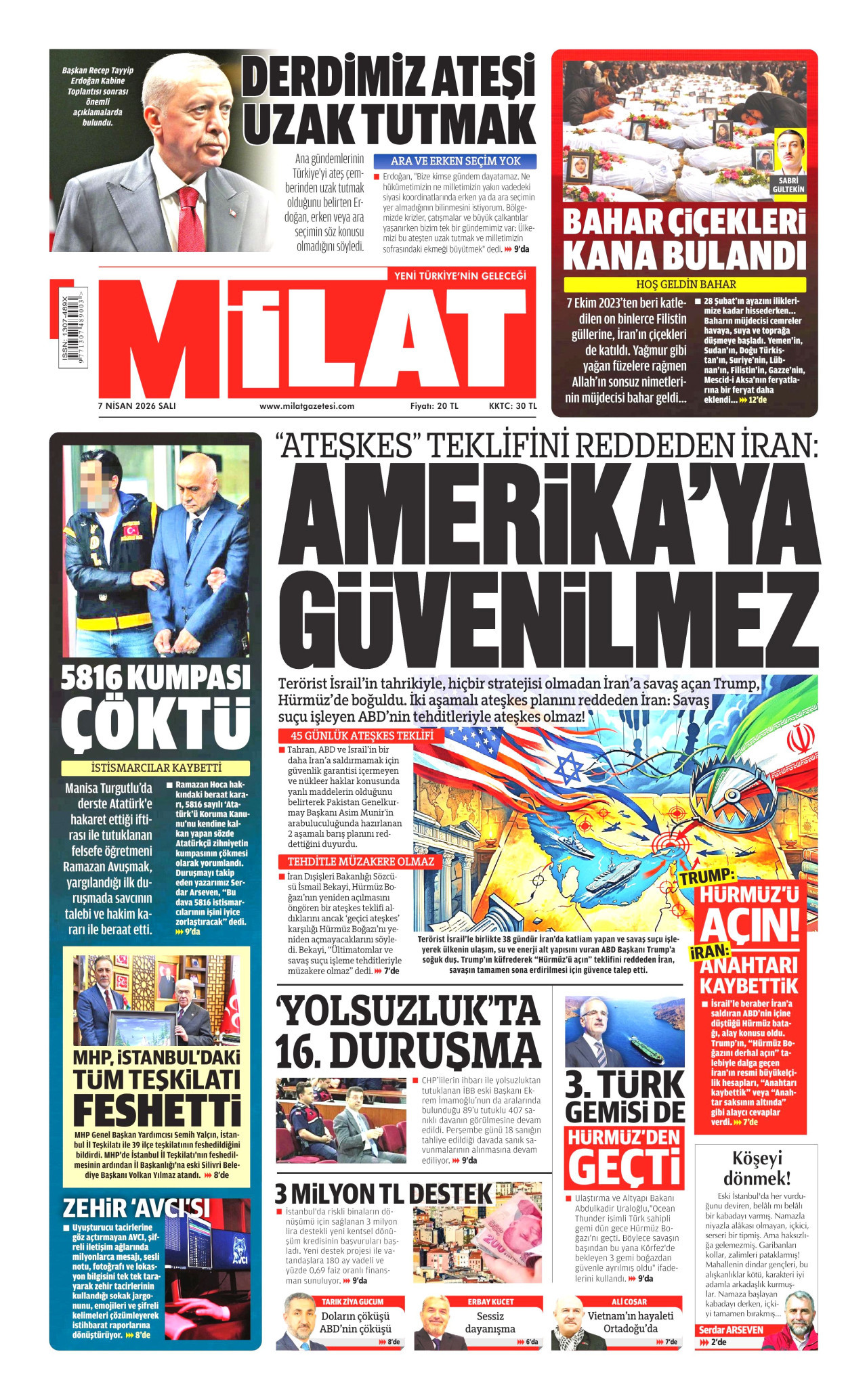 Milat Gazetesi Manşeti - 07.04.2026