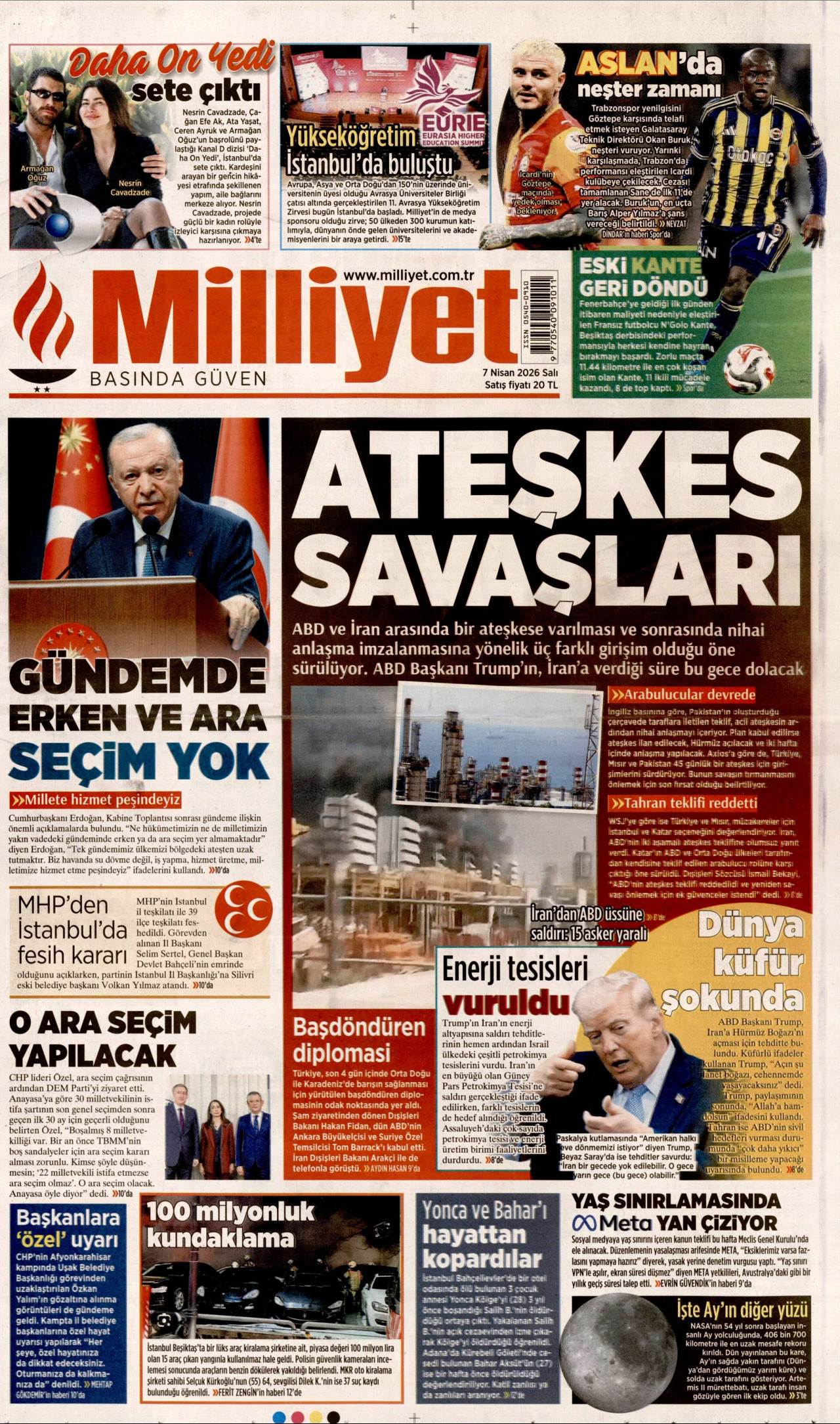 Milliyet Gazetesi Manşeti - 07.04.2026