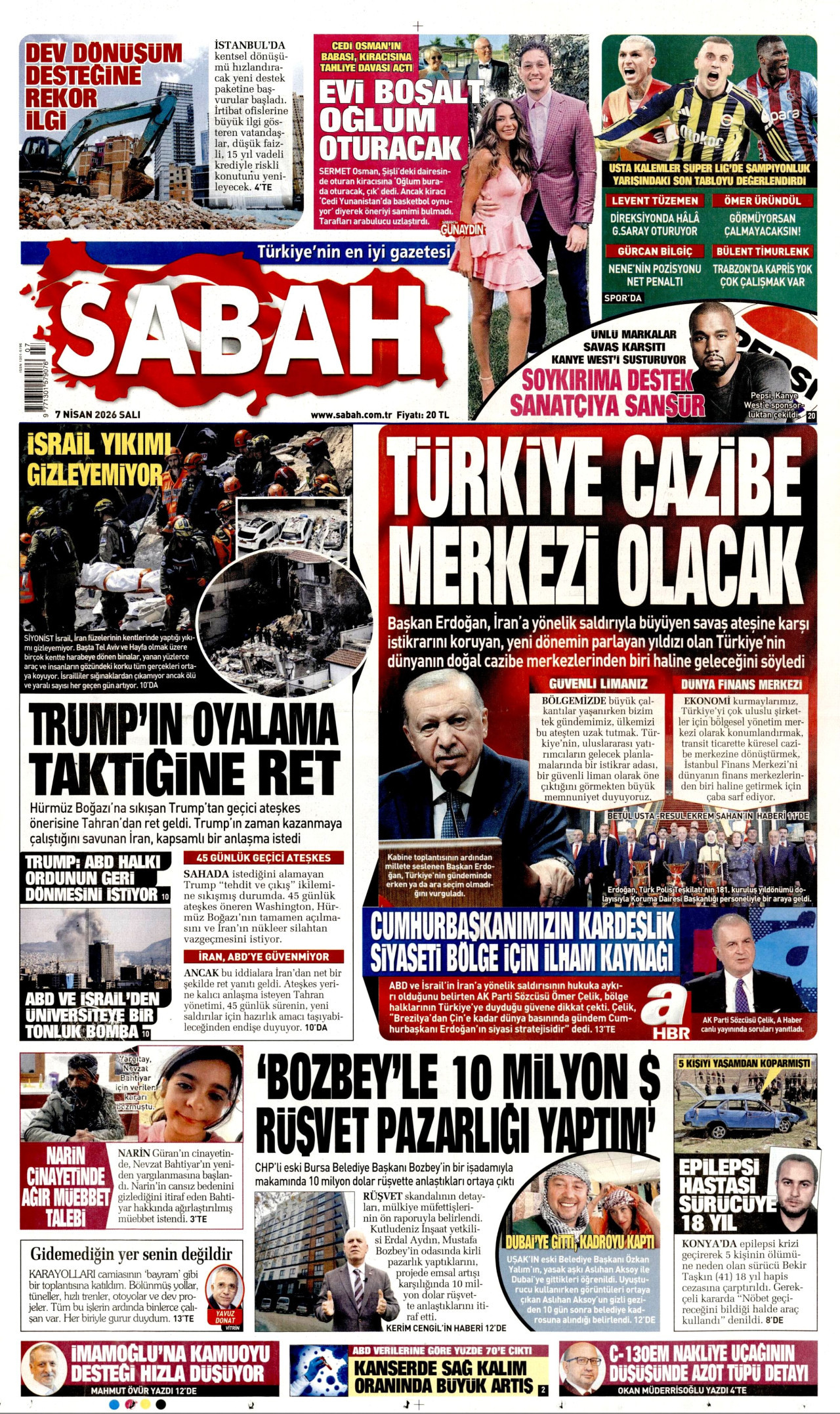 Sabah Gazetesi Manşeti - 07.04.2026