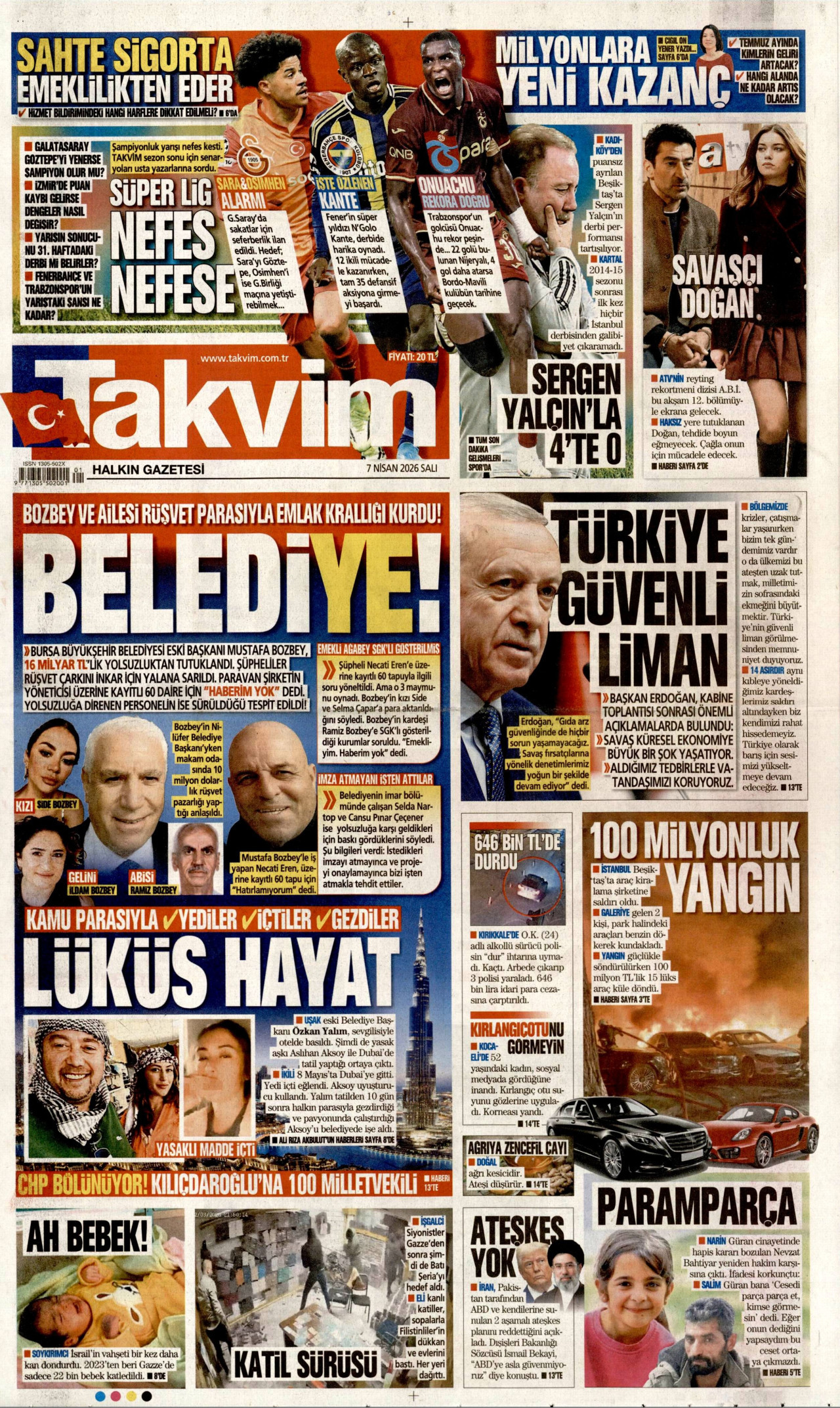 Takvim Gazetesi Manşeti - 07.04.2026
