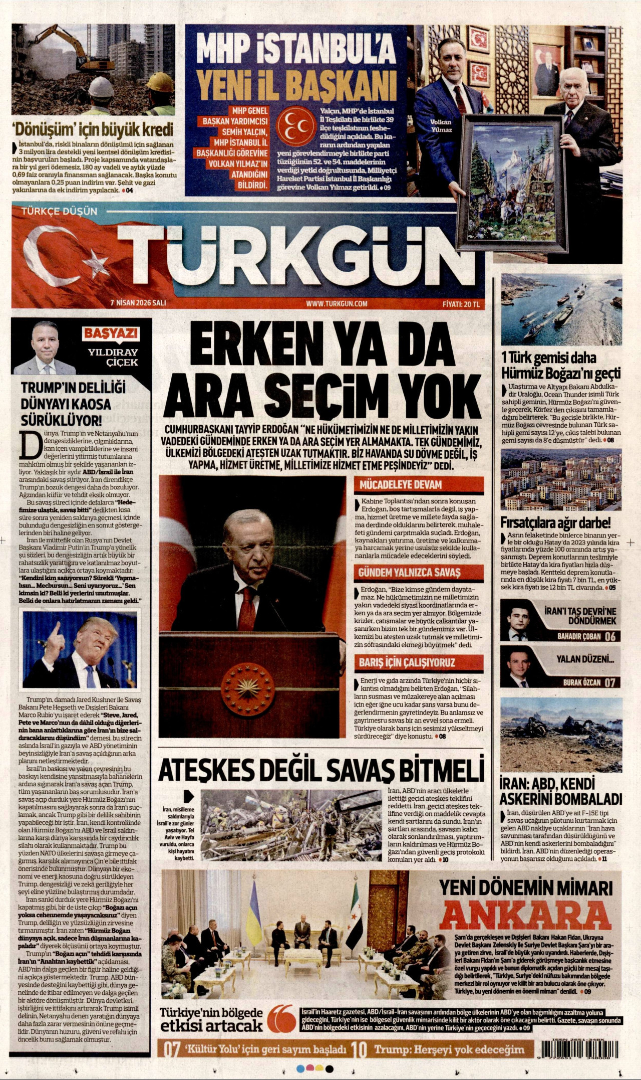 Türkgün Gazetesi Manşeti - 07.04.2026