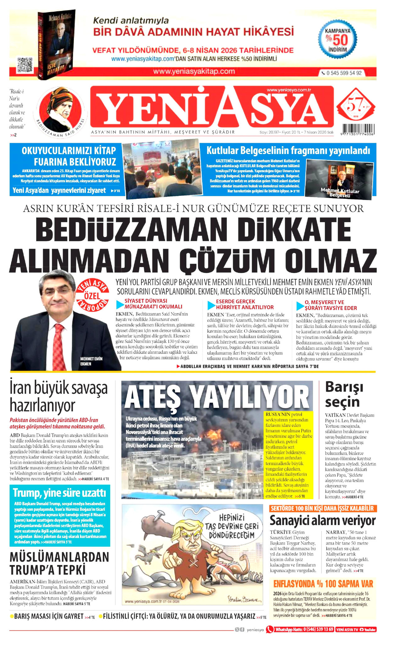 Yeni Asya Gazetesi Manşeti - 07.04.2026