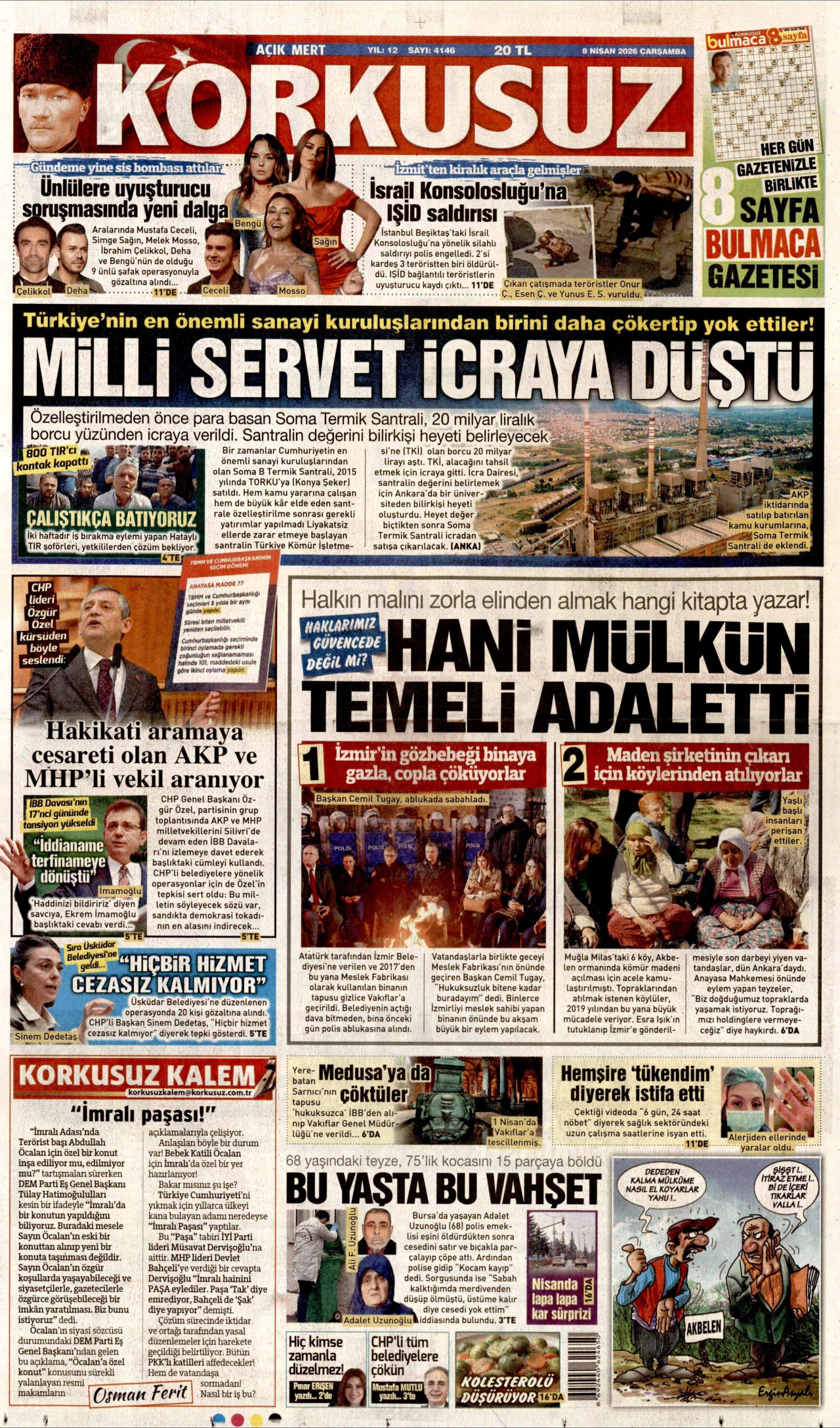Korkusuz Gazetesi Manşeti - 08.04.2026