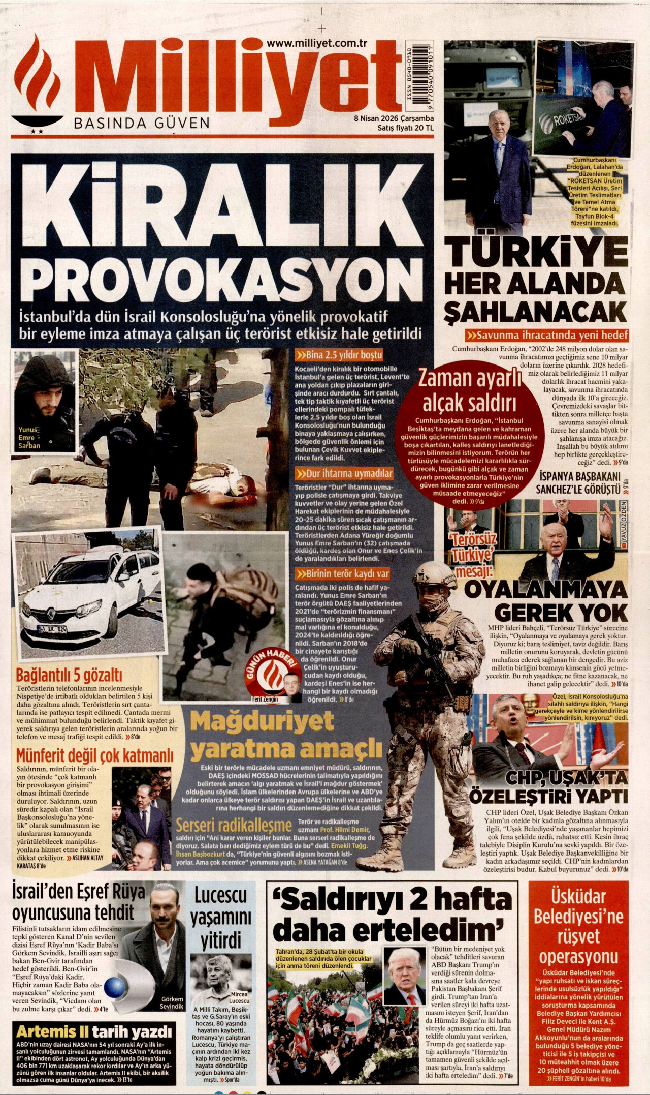 Milliyet Gazetesi Manşeti - 08.04.2026
