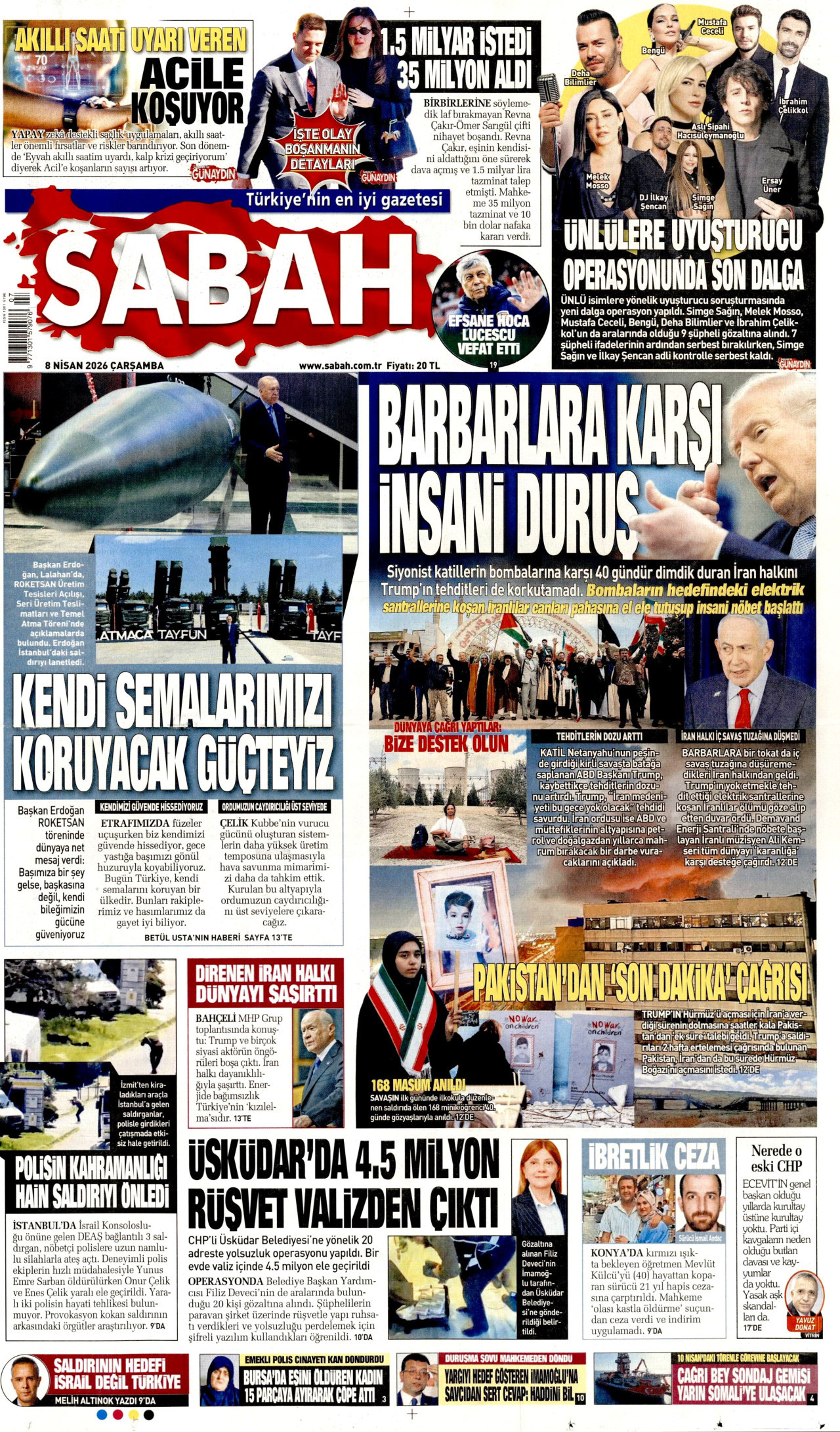 Sabah Gazetesi Manşeti - 08.04.2026