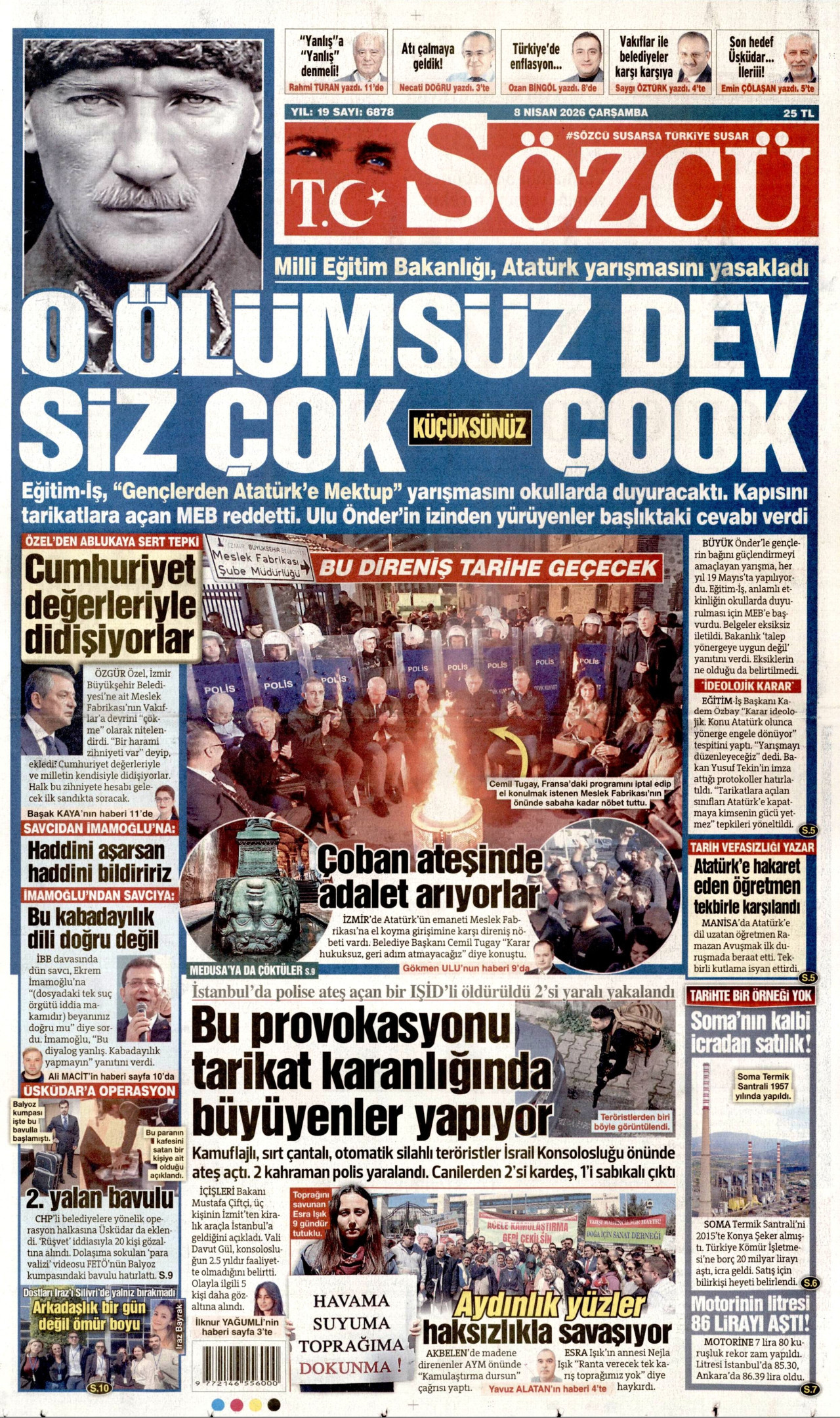Sözcü Gazetesi Manşeti - 08.04.2026