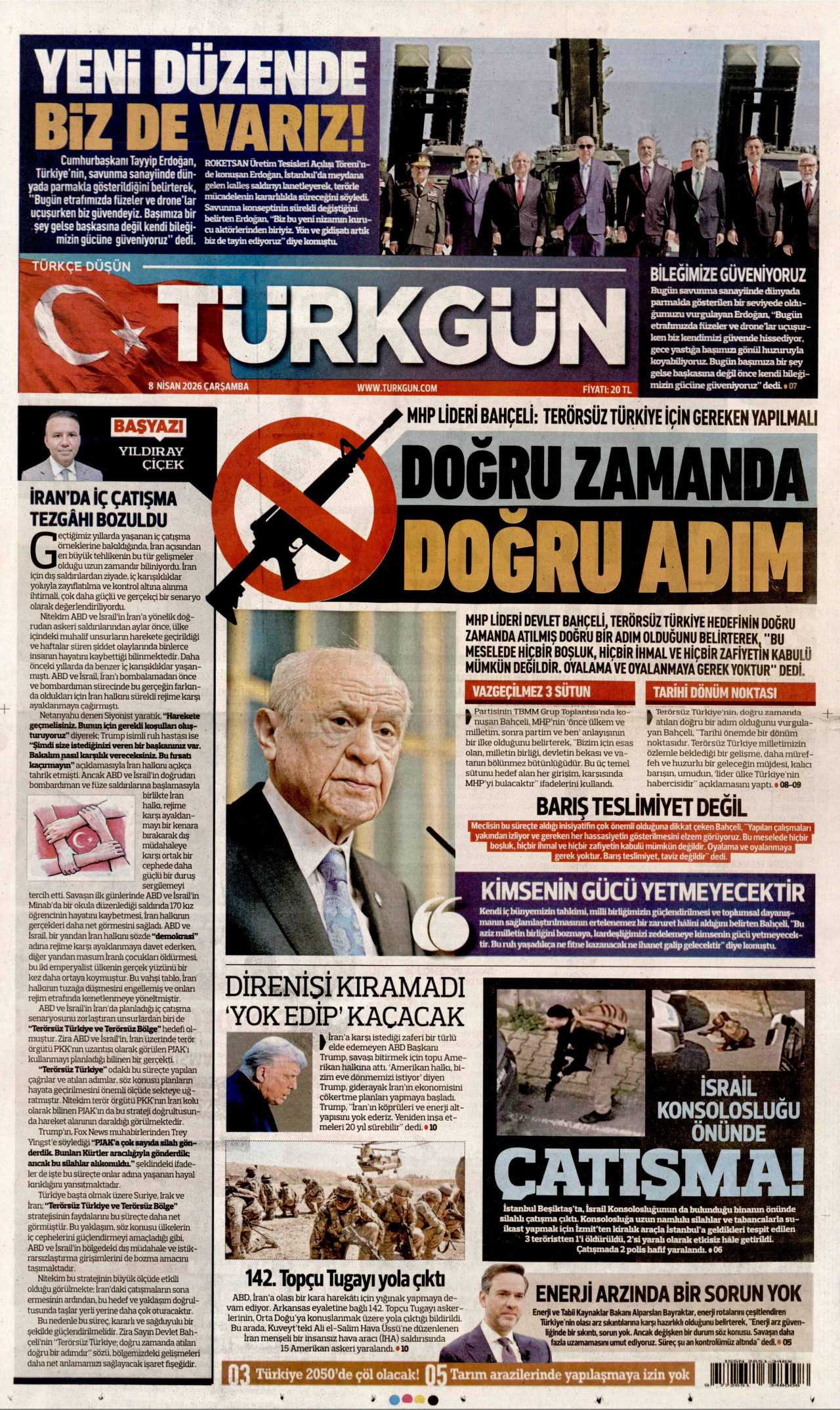 Türkgün Gazetesi Manşeti - 08.04.2026