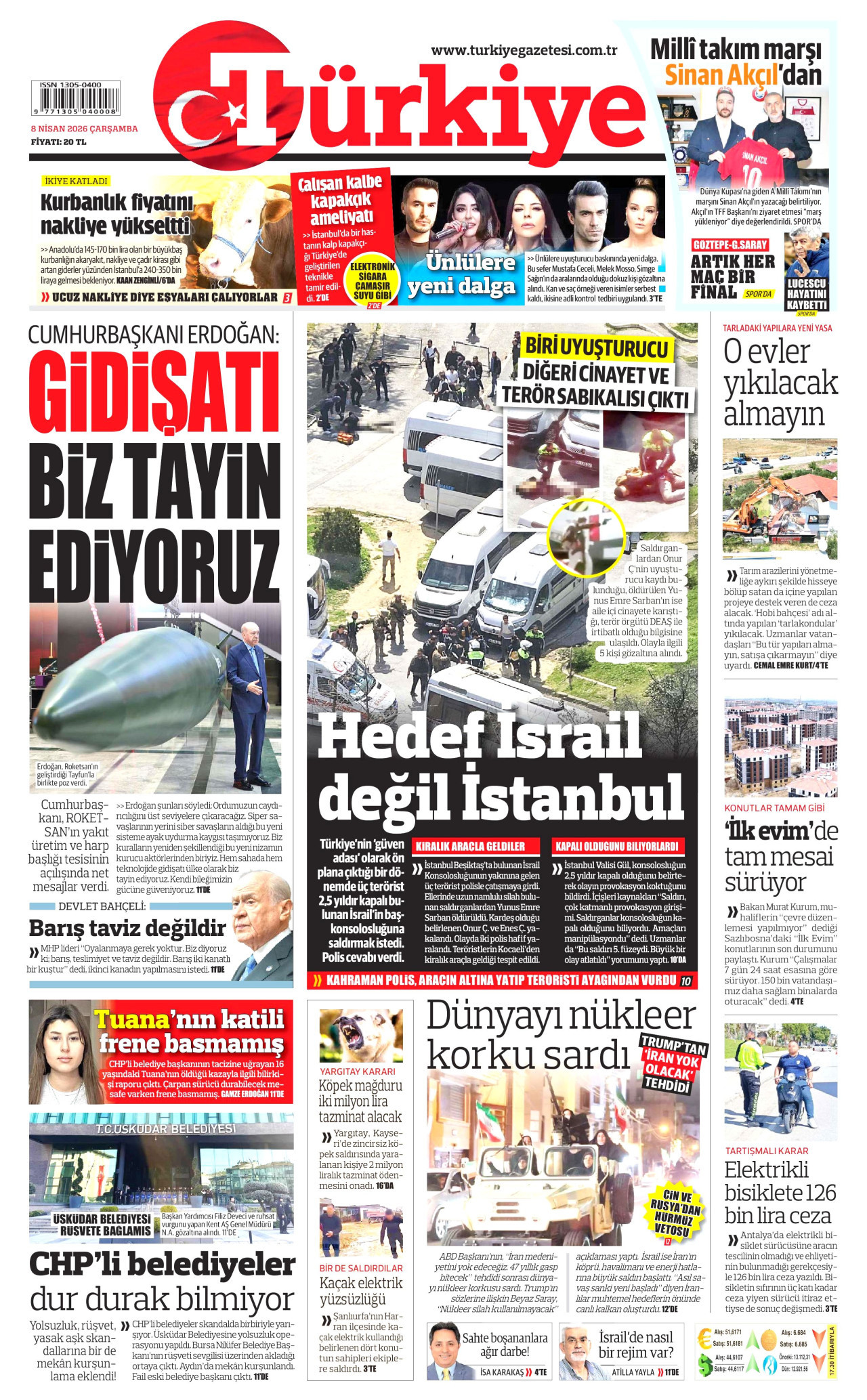 Türkiye Gazetesi Gazetesi Manşeti - 08.04.2026