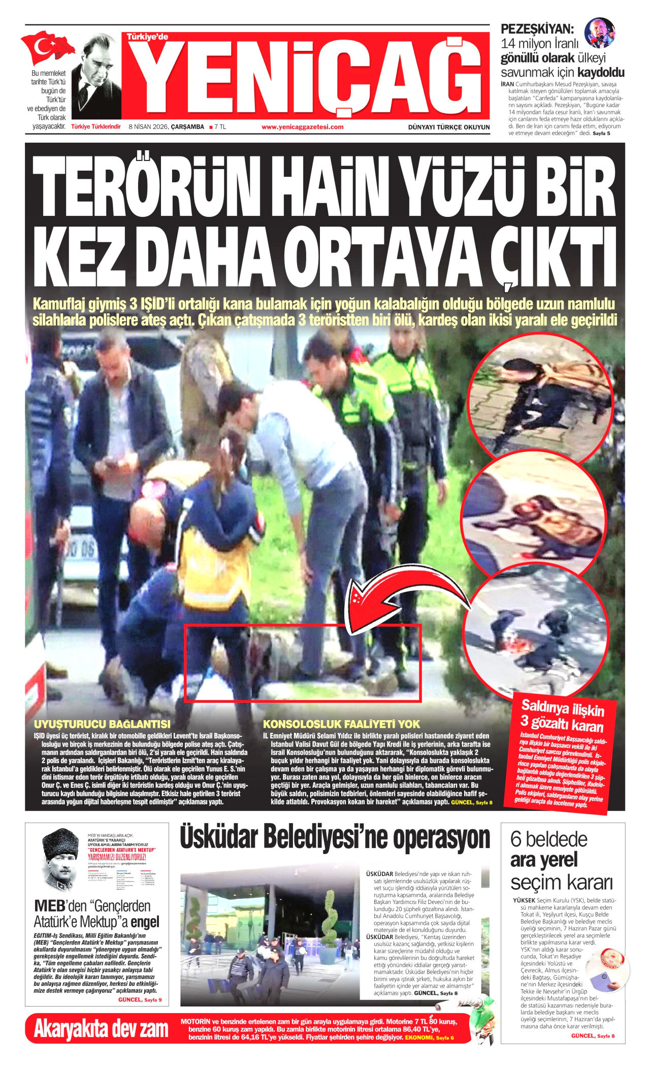 Yeniçağ Gazetesi Manşeti - 08.04.2026