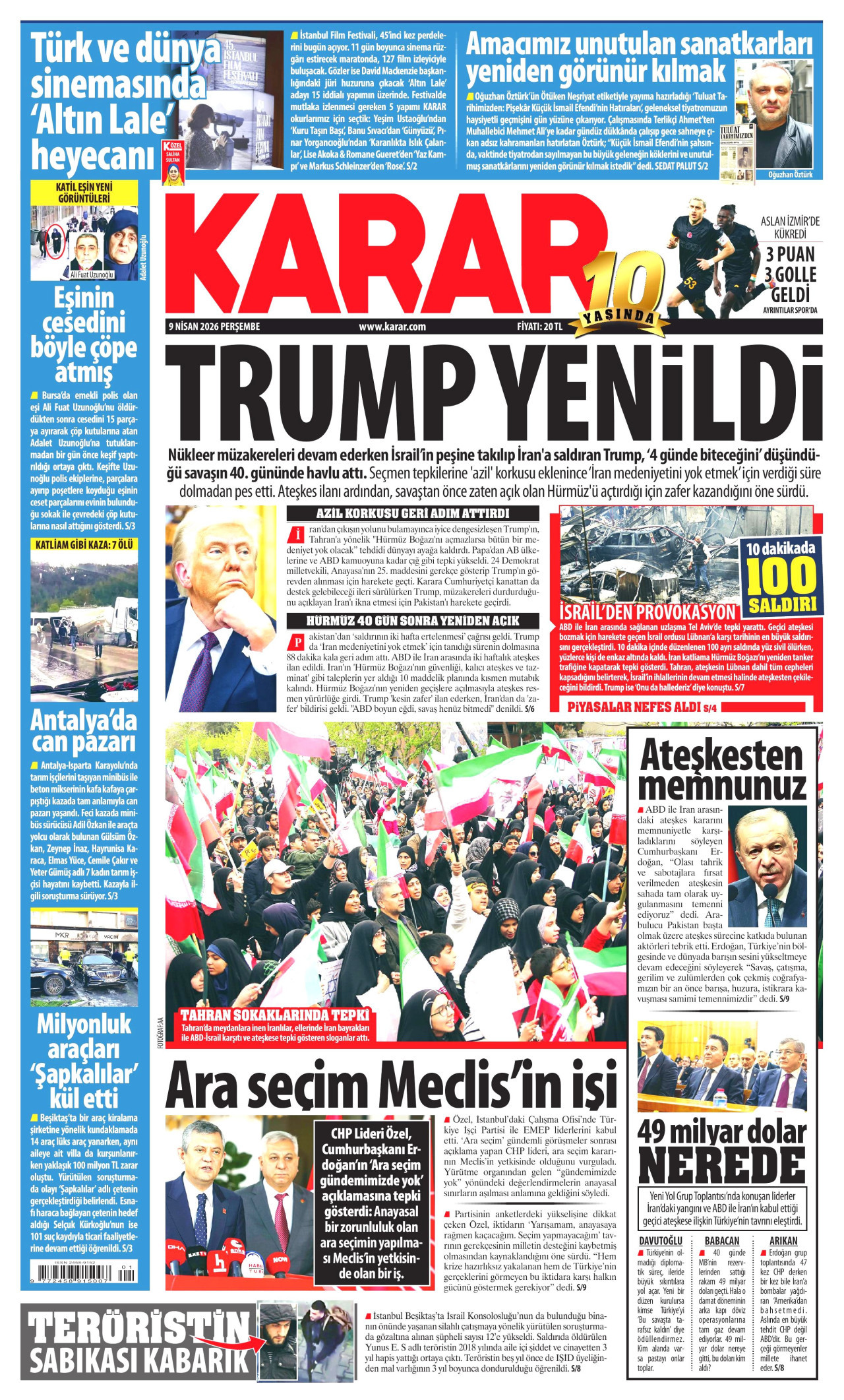 Karar Gazetesi Manşeti - 09.04.2026