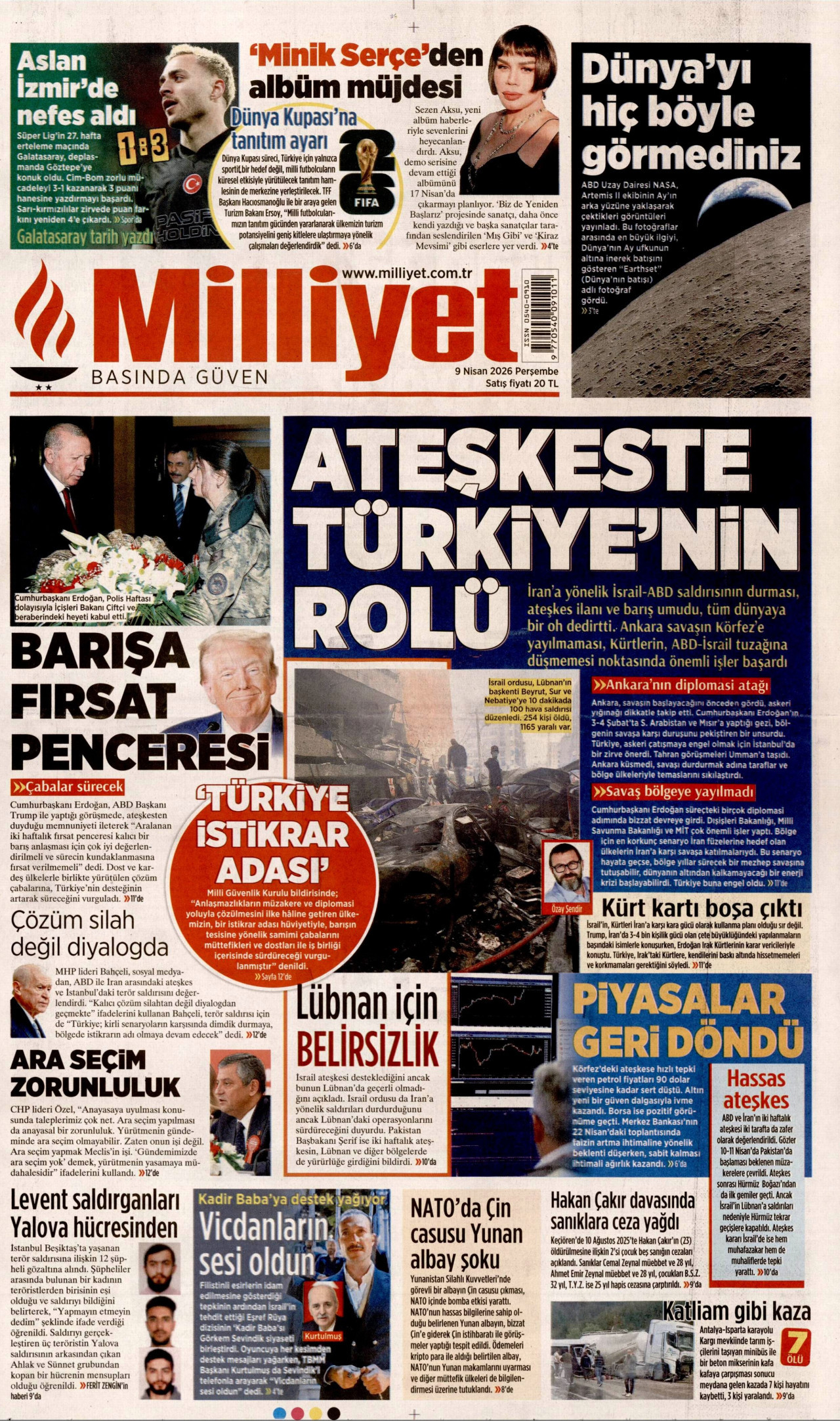 Milliyet Gazetesi Manşeti - 09.04.2026