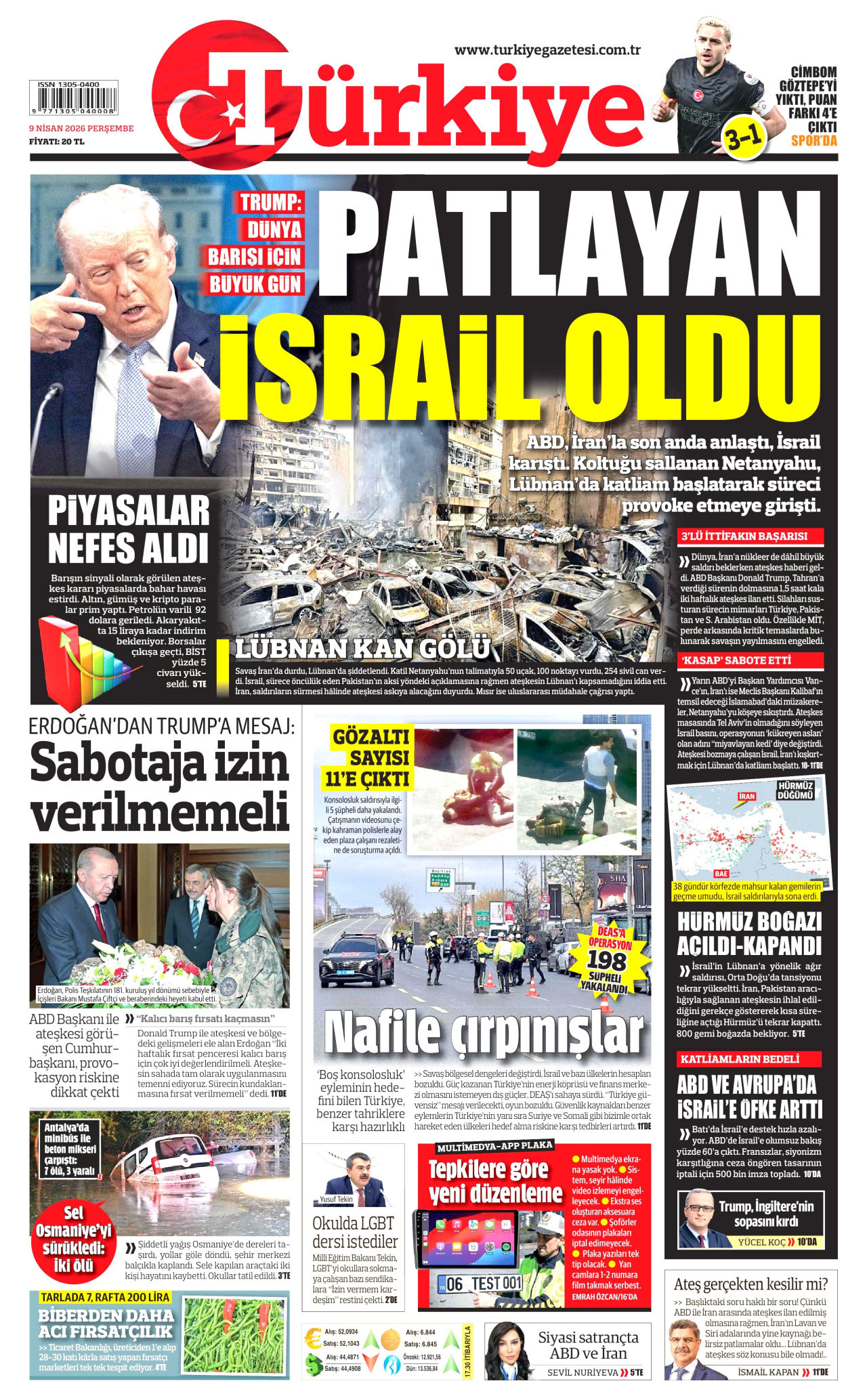 Türkiye Gazetesi Gazetesi Manşeti - 09.04.2026