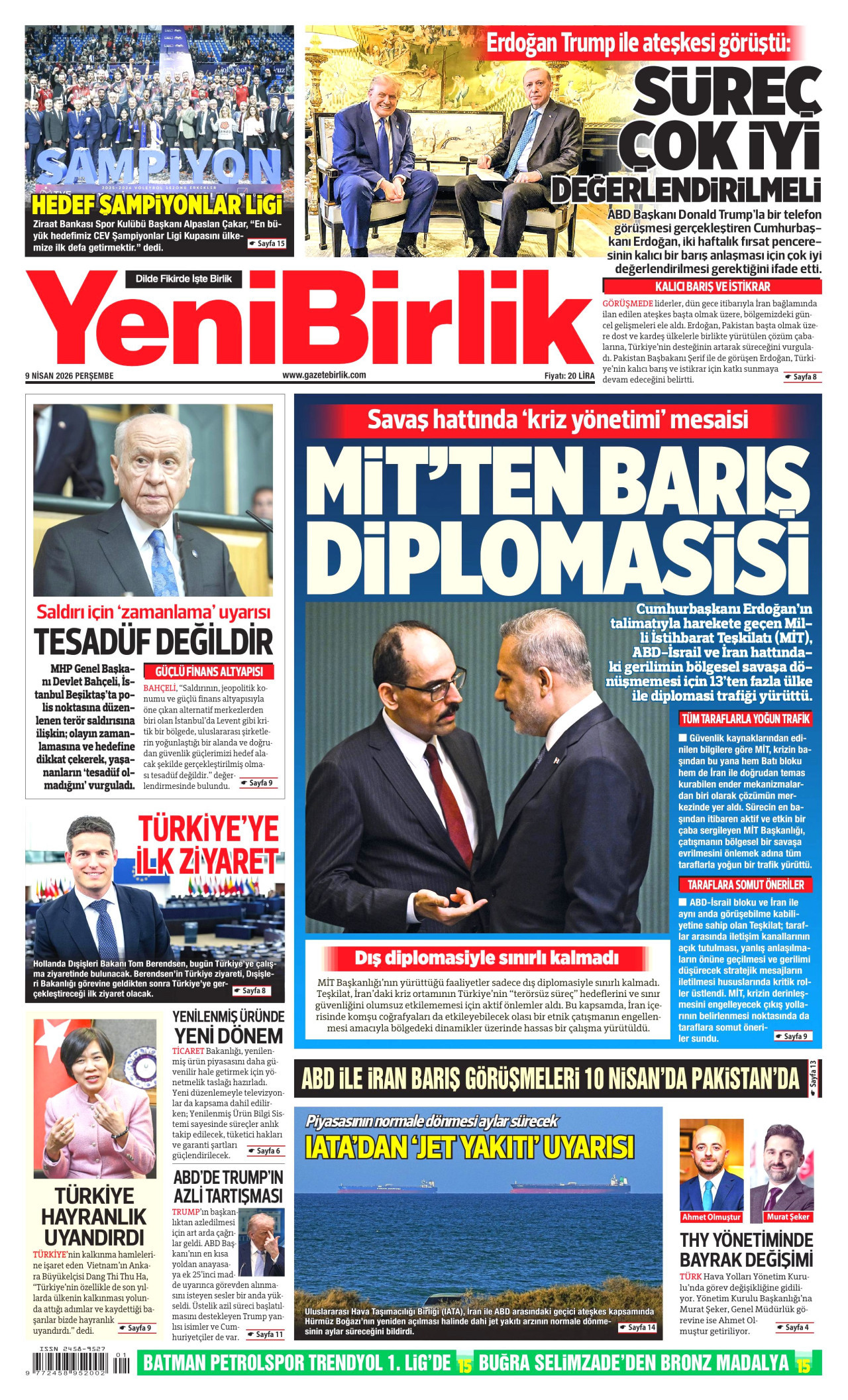 YeniBirlik Gazetesi Manşeti - 09.04.2026