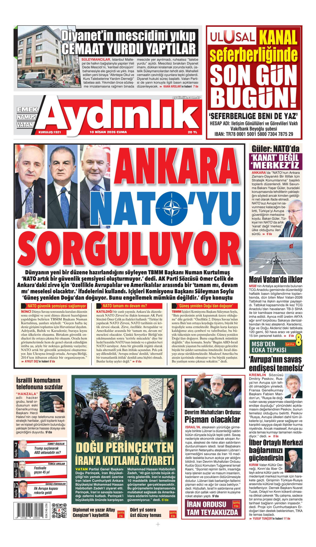 Aydınlık Gazetesi Manşet