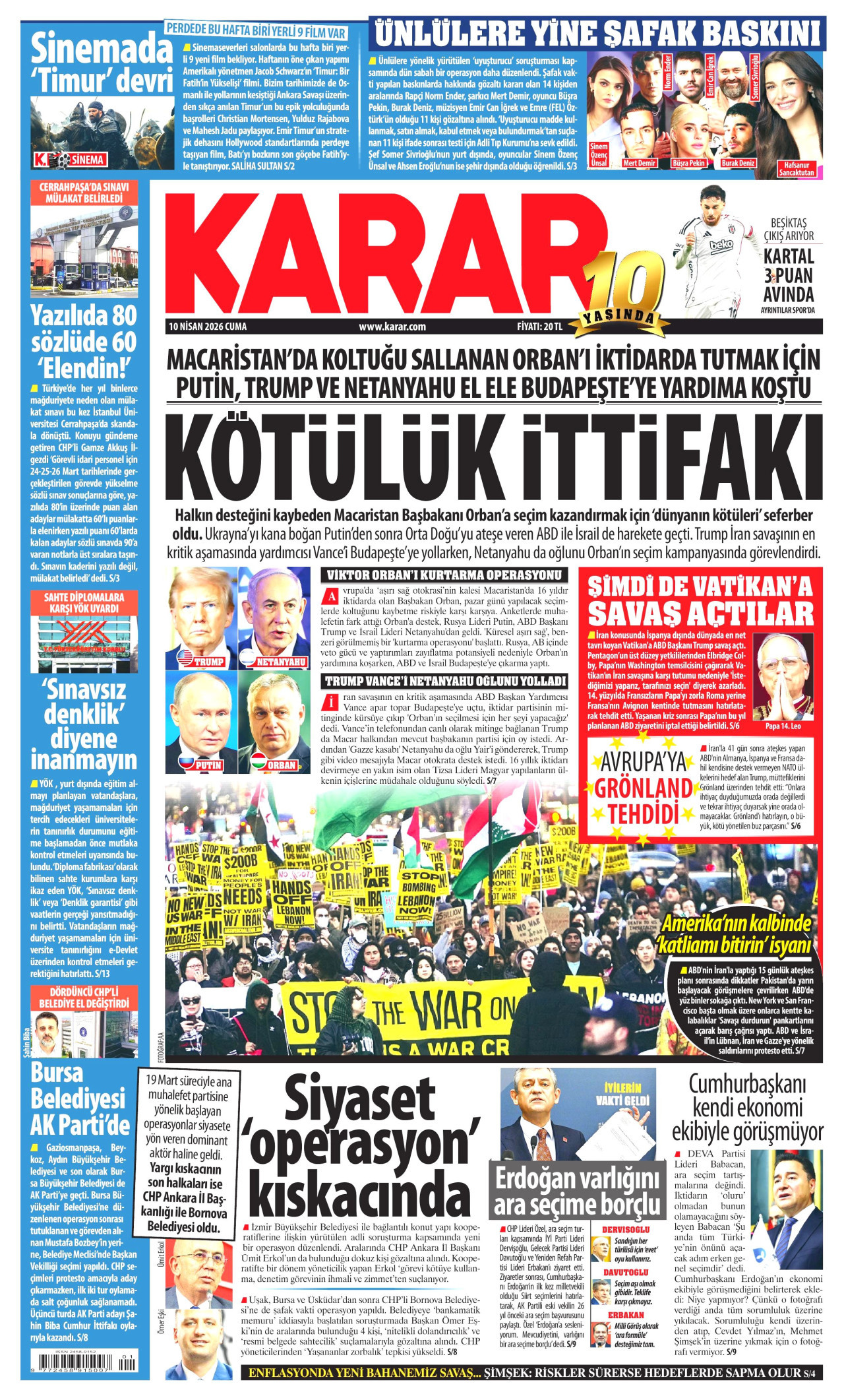 Karar Gazetesi Manşeti - 10.04.2026