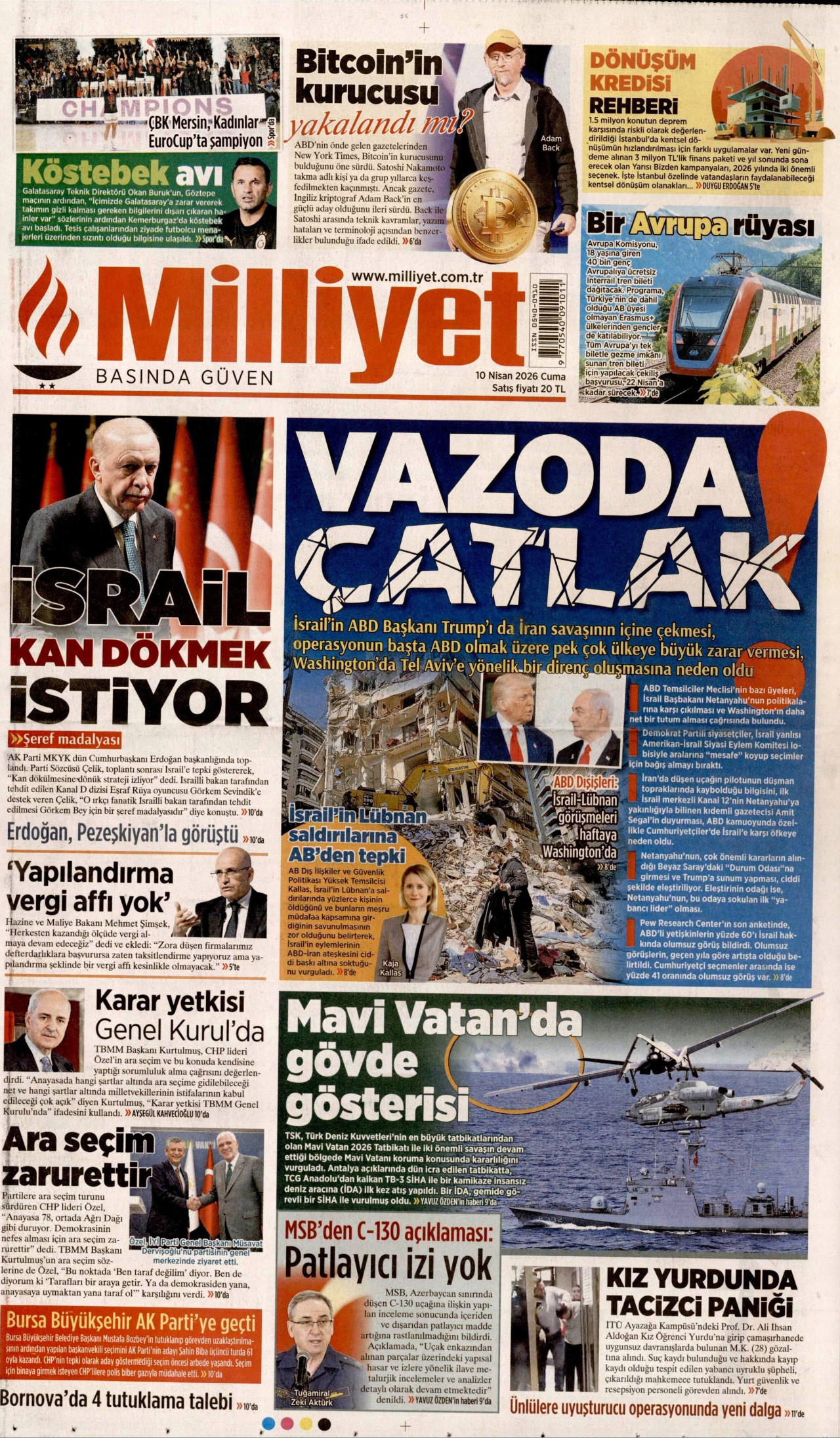 Milliyet Gazetesi Manşeti - 10.04.2026