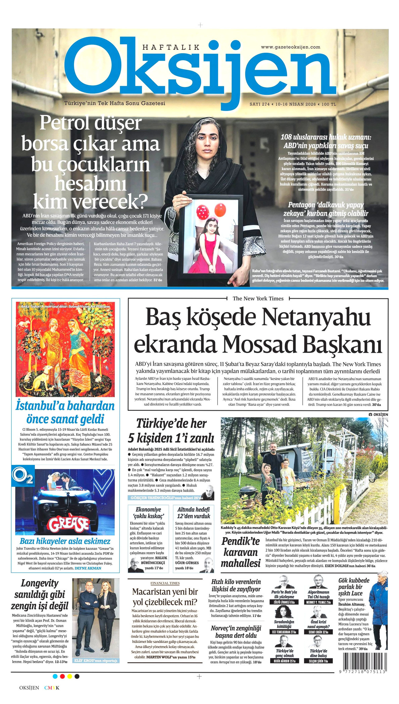 Oksijen Gazetesi Manşeti - 10 Nisan 2026 Birinci Sayfa