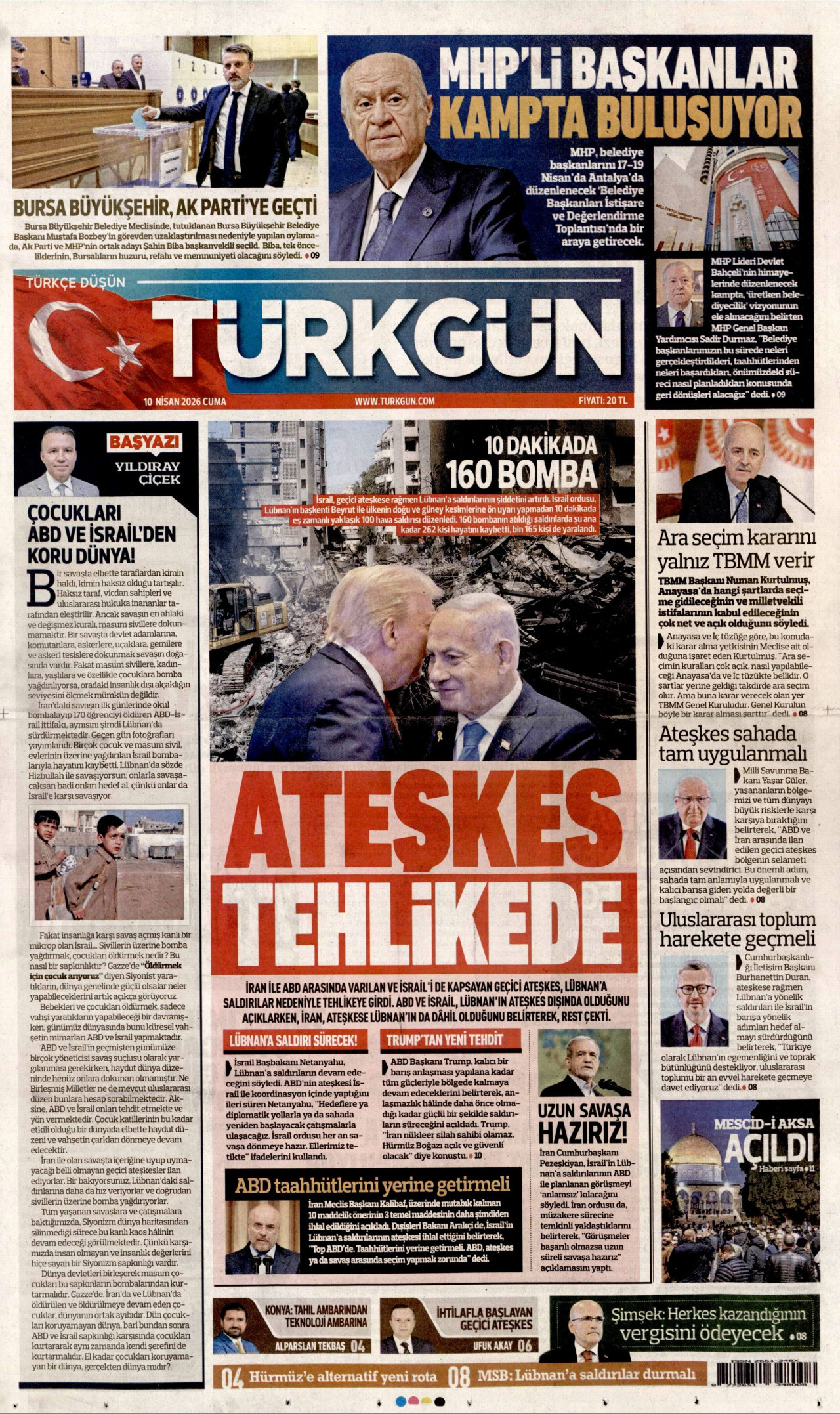 Türkgün Gazetesi Manşeti - 10.04.2026