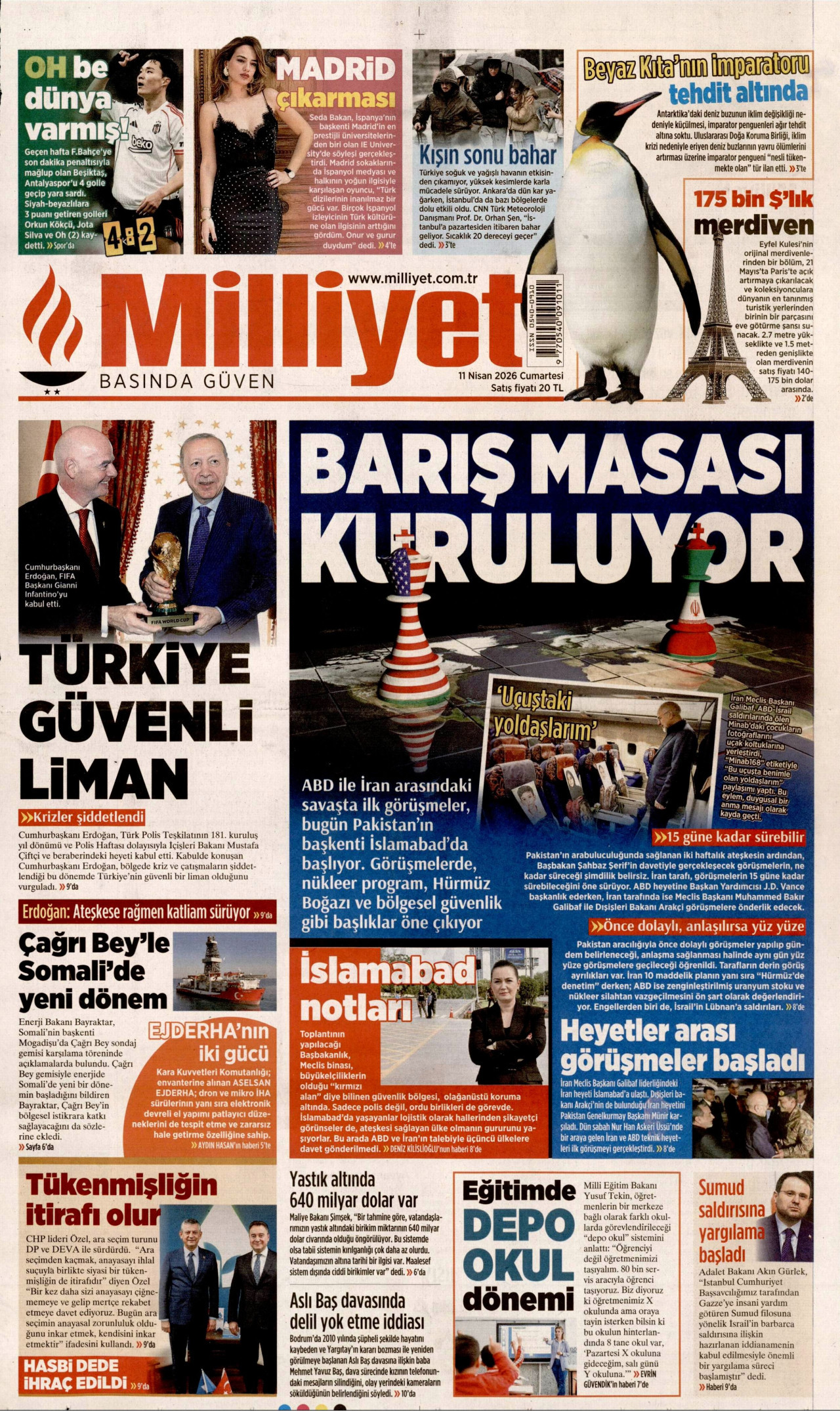 Milliyet Gazetesi Manşeti - 11 Nisan 2026 Birinci Sayfa