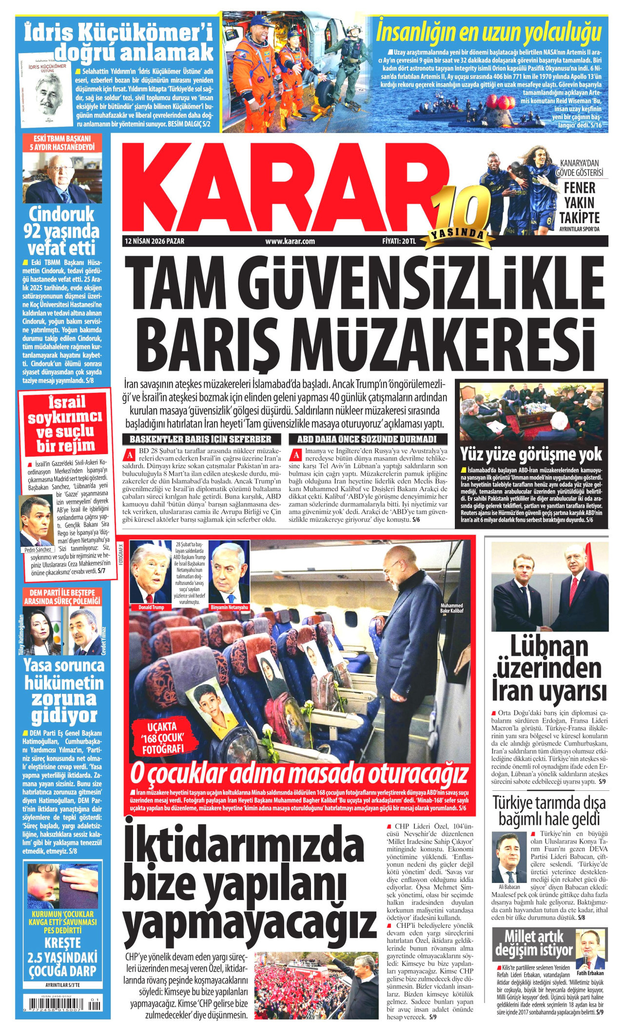 Karar Gazetesi Manşeti - 12 Nisan 2026 Birinci Sayfa