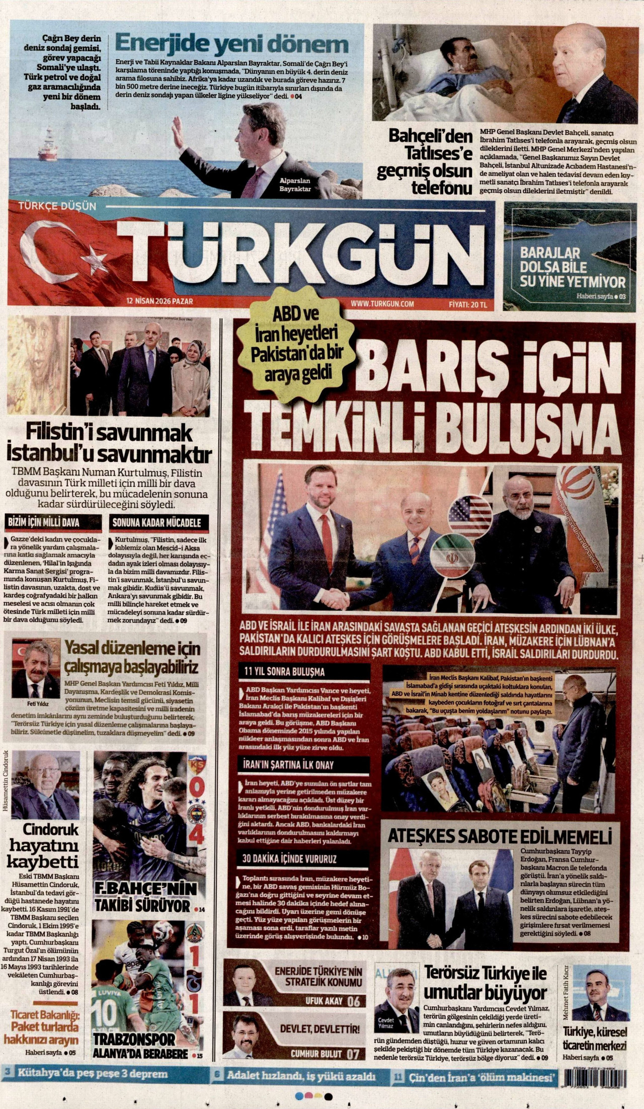 Türkgün Gazetesi Manşeti - 12.04.2026