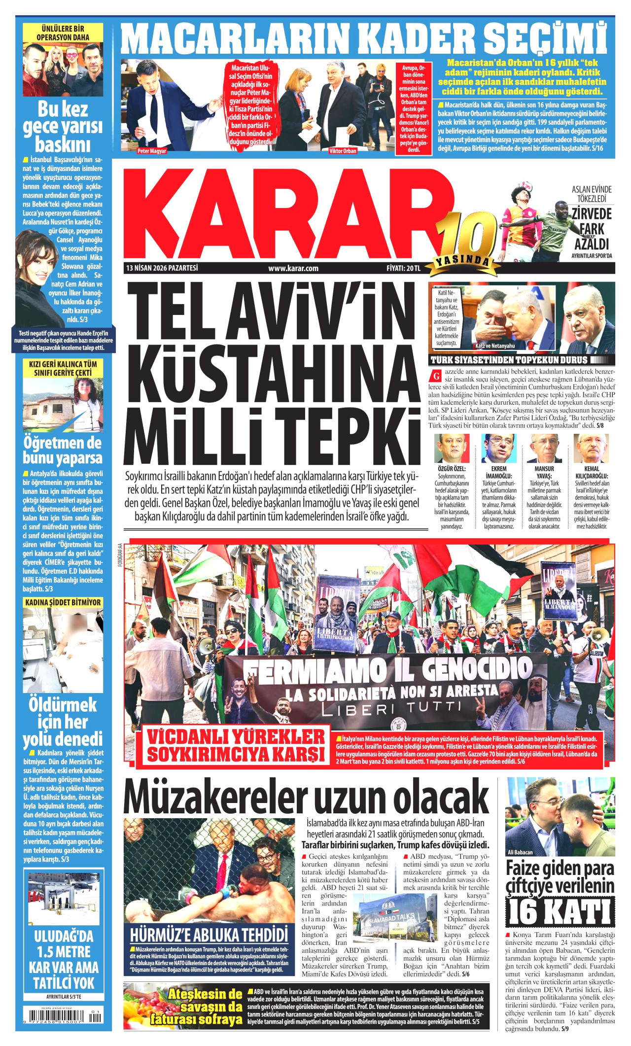 Karar Gazetesi Manşeti - 13.04.2026