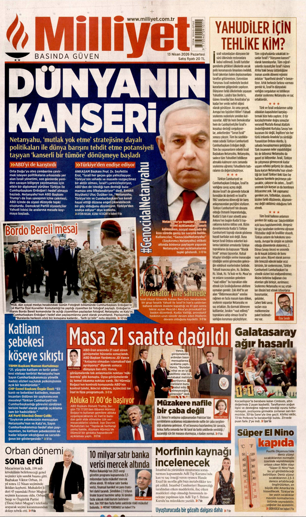 Milliyet Gazetesi Manşeti - 13.04.2026