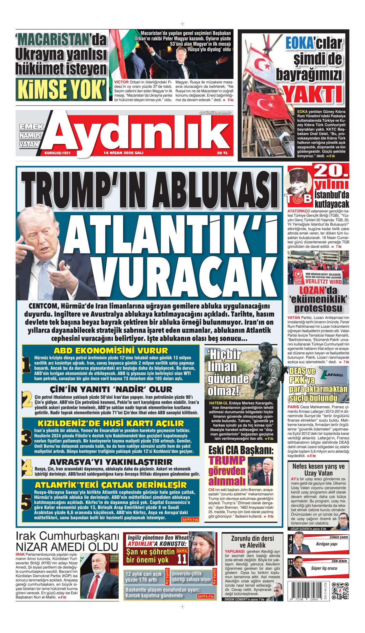 Aydınlık Gazetesi Manşet