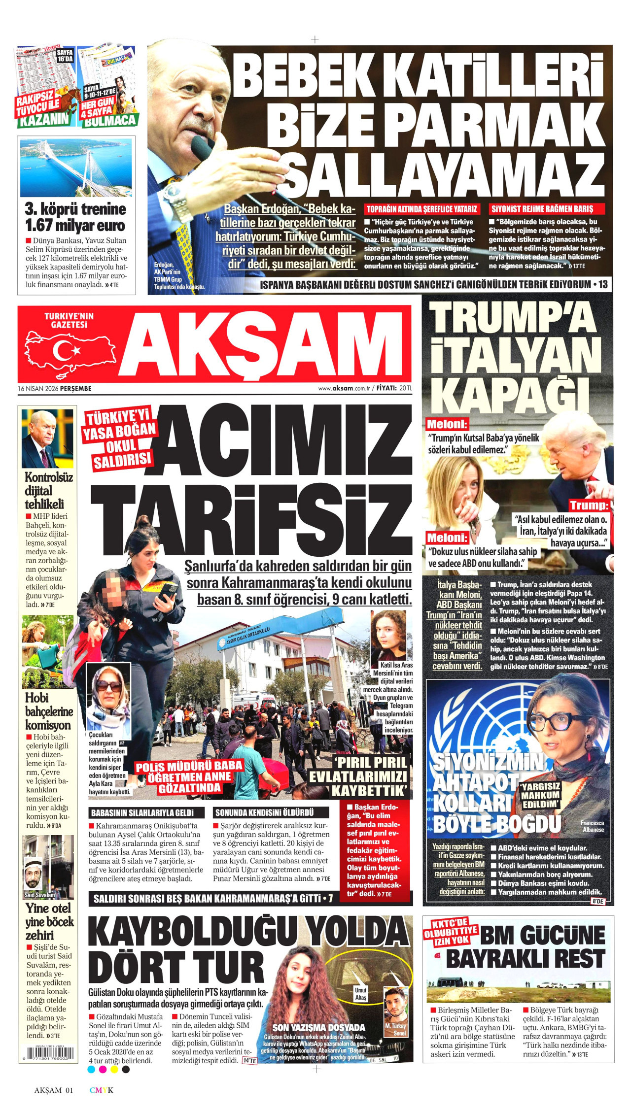 Akşam Gazetesi Manşeti