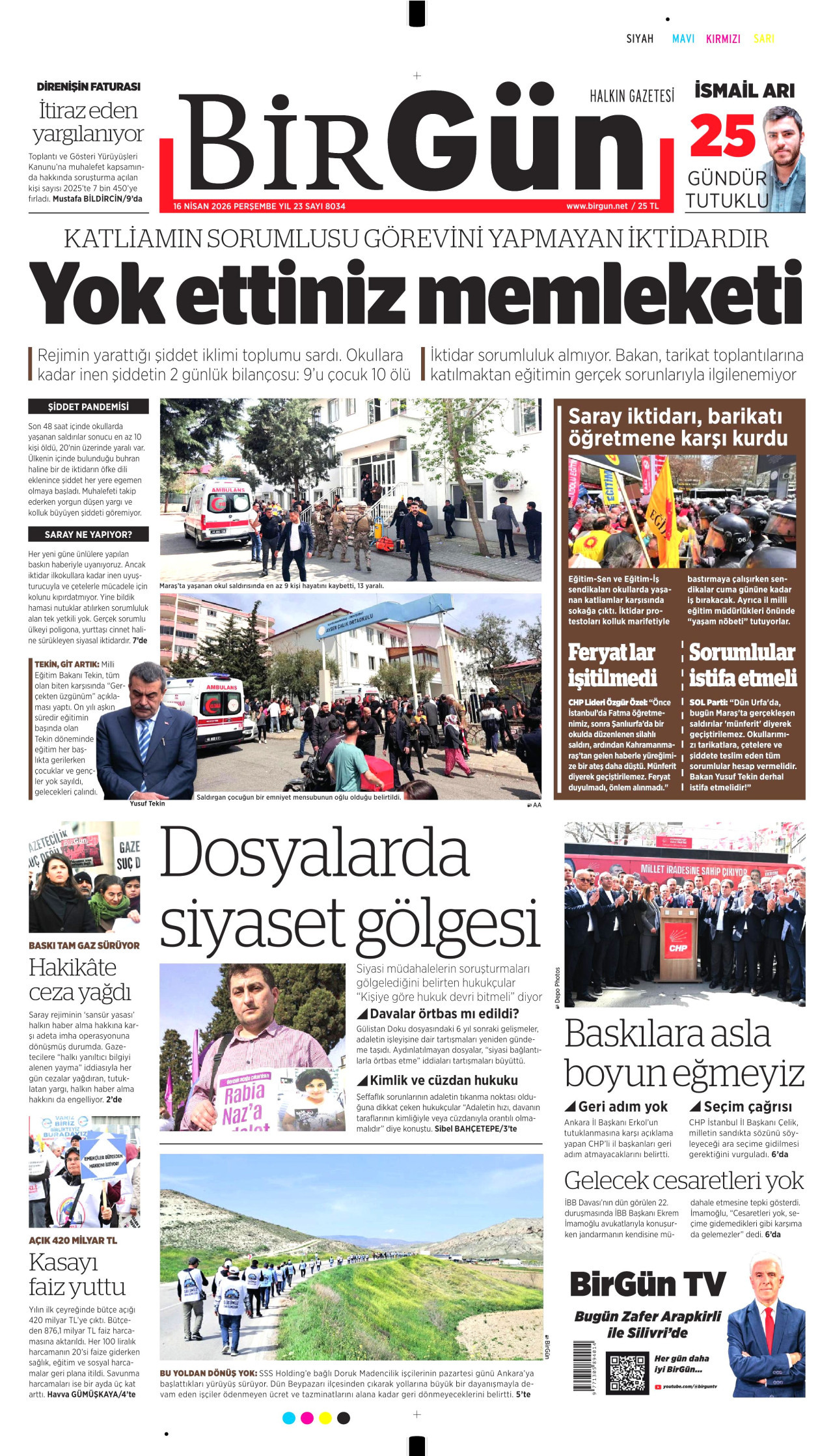 BirGün Gazetesi Manşeti