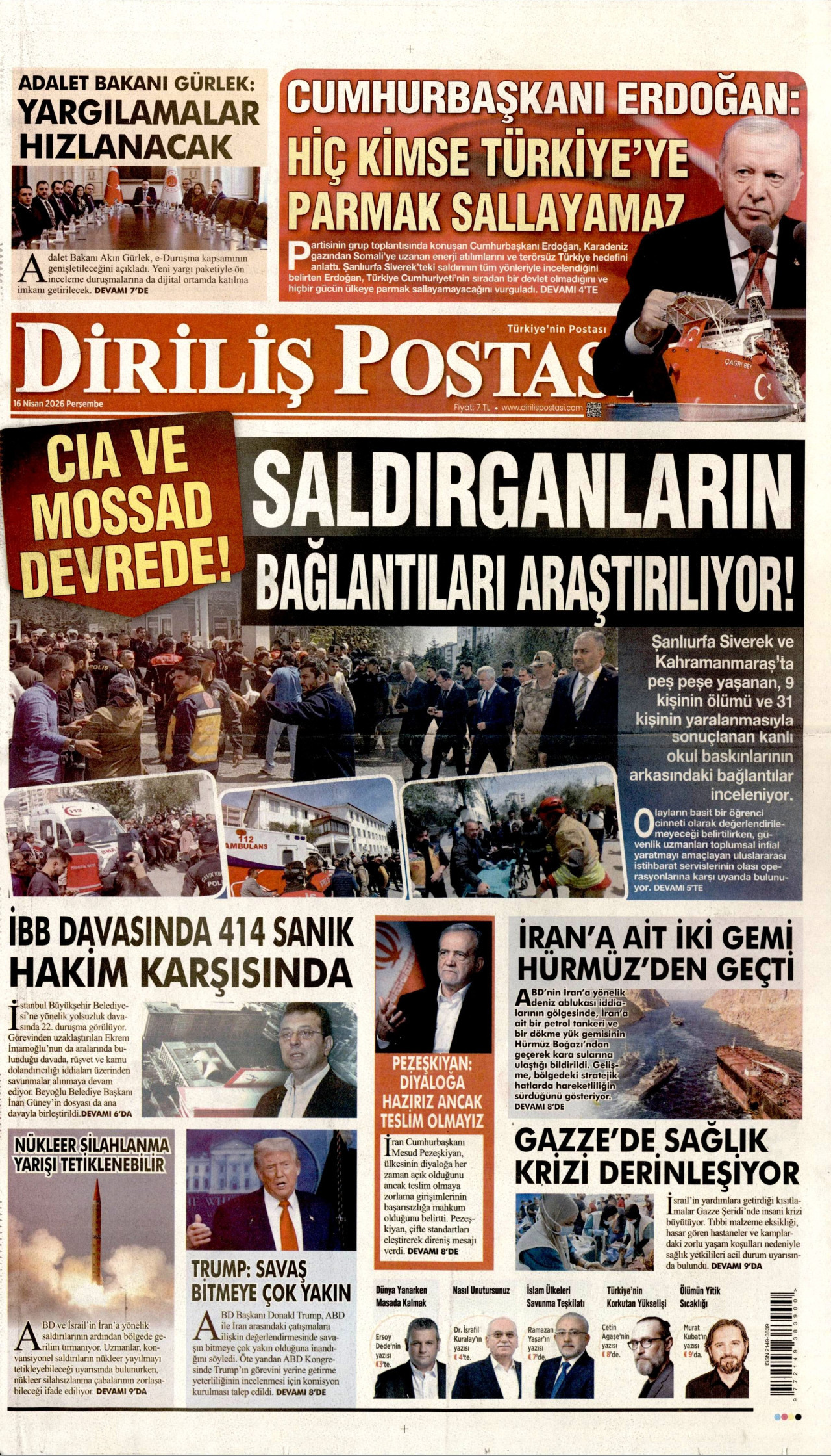 Diriliş Postası Gazetesi Manşeti