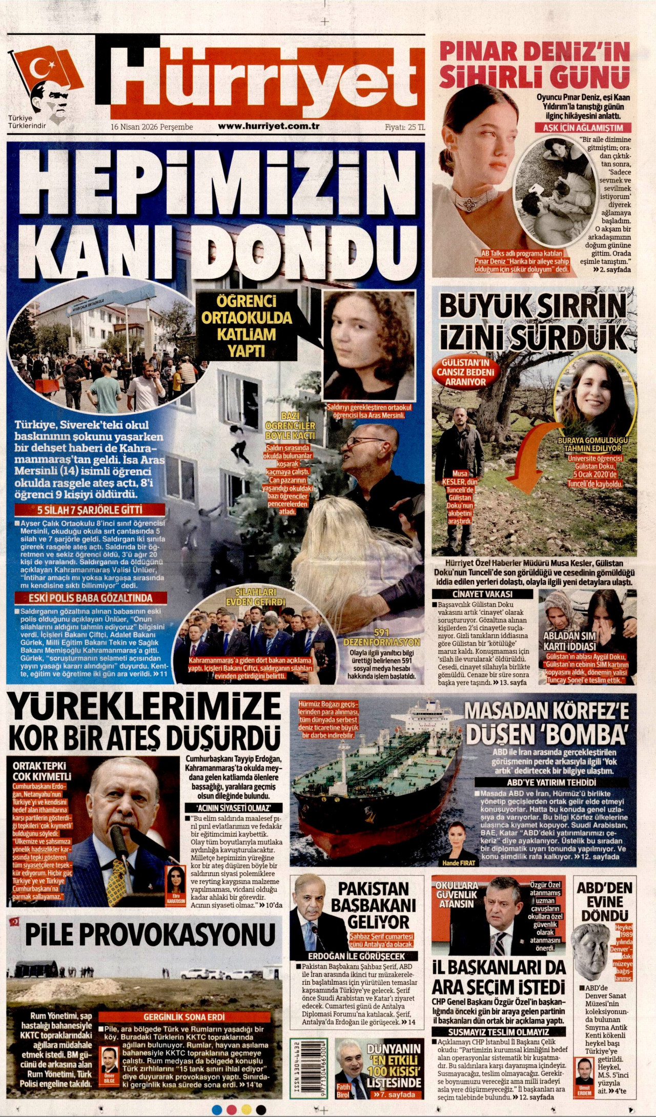 Hürriyet Gazetesi Manşeti